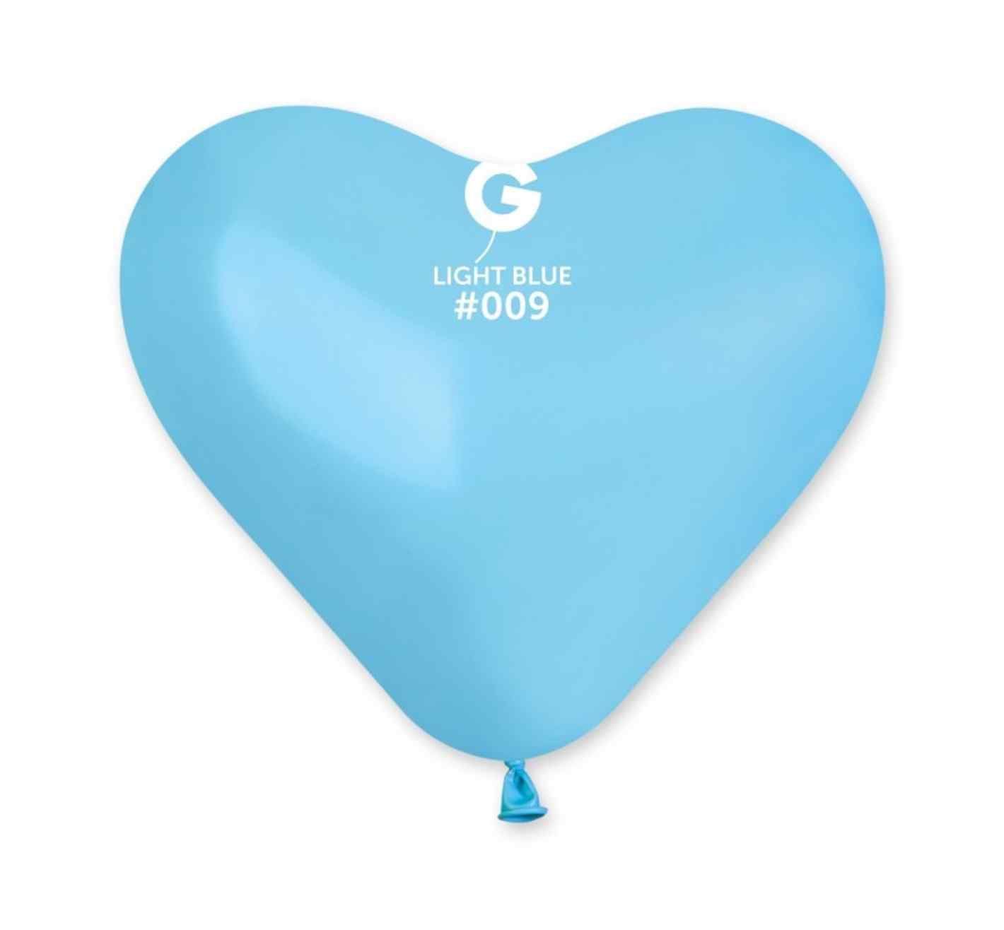 10" Gemar Light Blue Heart 50ct