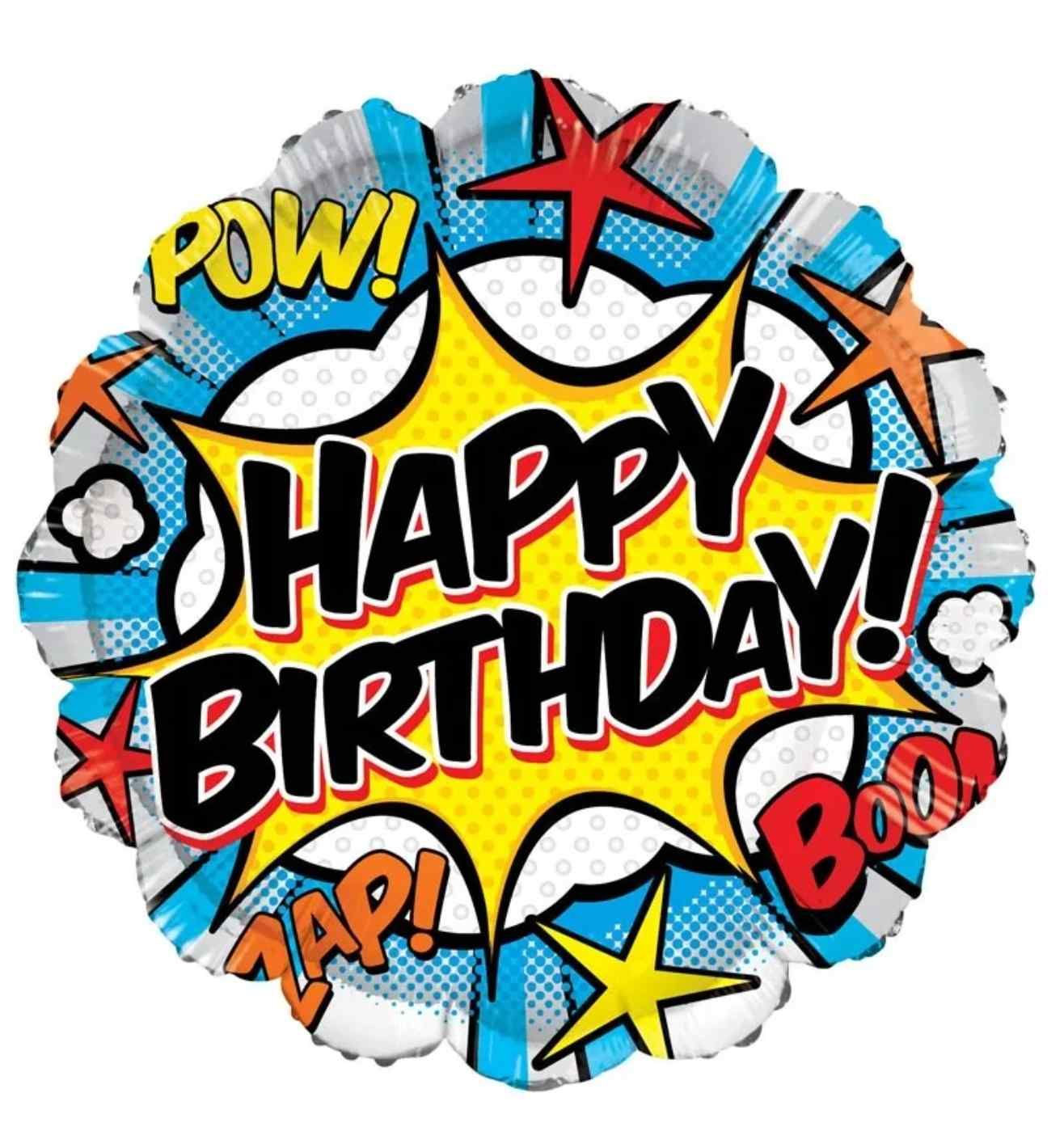 18" Birthday Comic Foil Balloon