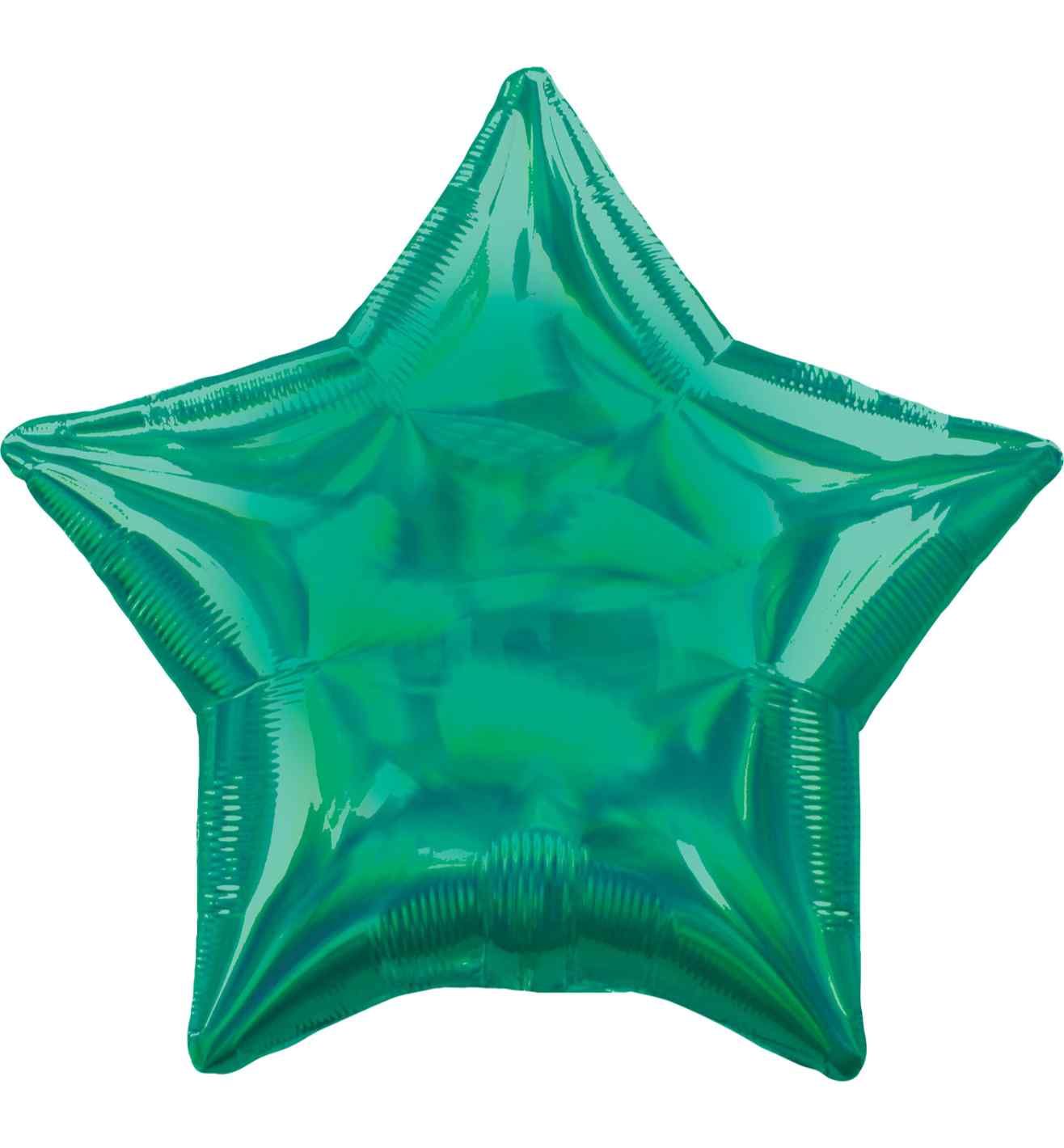 17" Green Iridescent Star Foil Balloon Anagram - Unpackaged