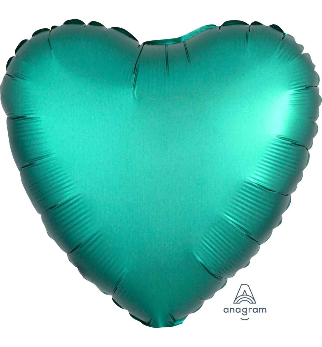 17" Jade Heart Satin Luxe Foil Balloon Anagram - Unpackaged