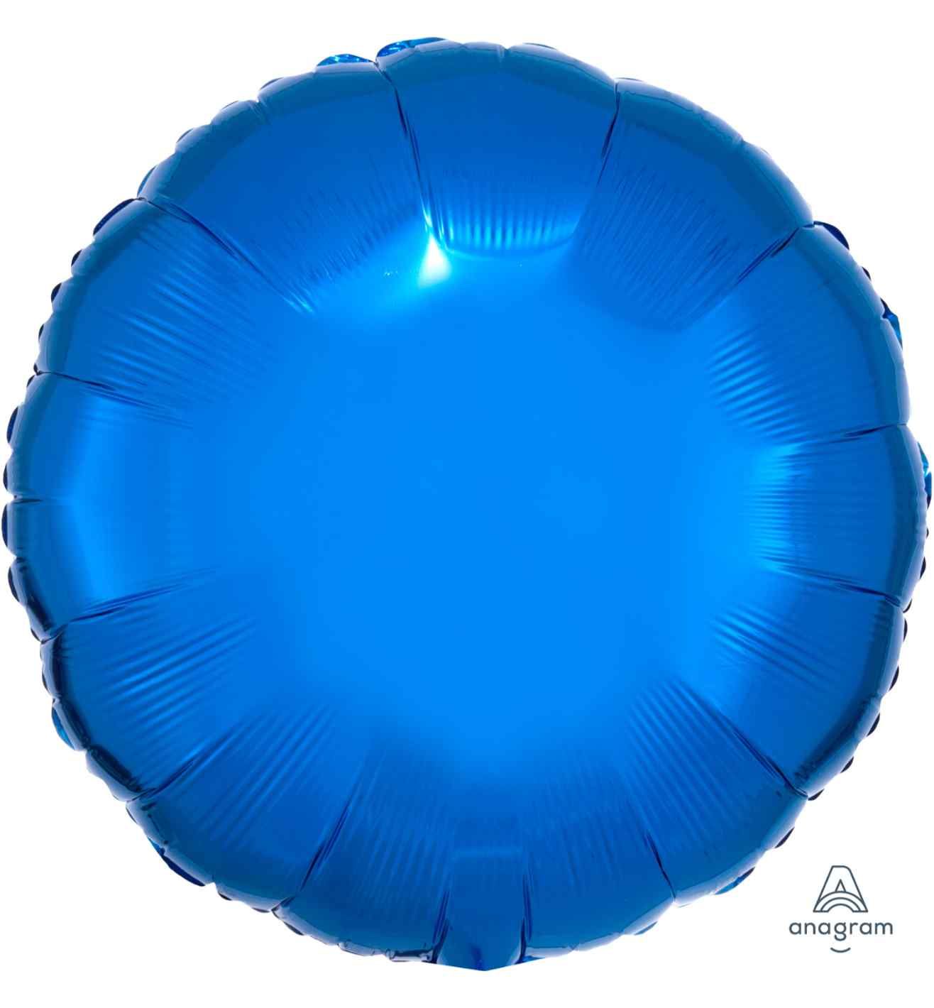 17" Metallic Blue Round Foil Balloon Anagram - Unpackaged