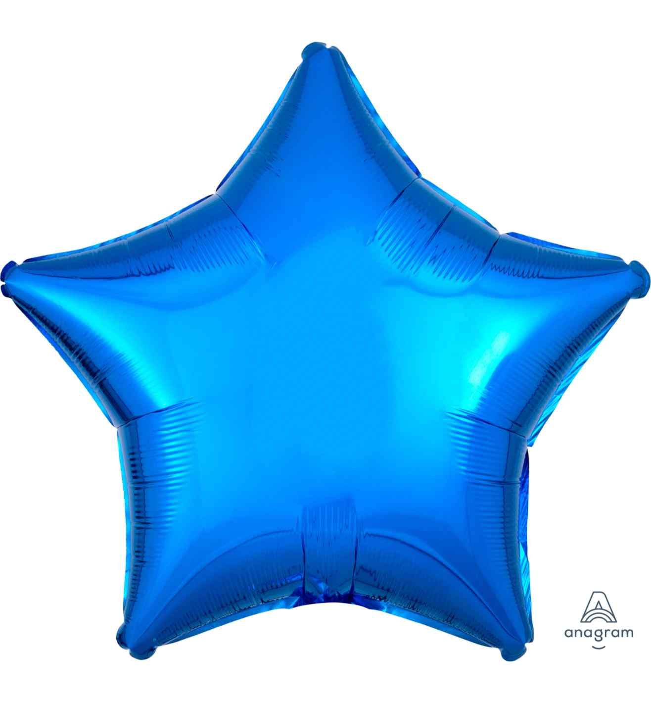 17" Metallic Blue Star Foil Balloon Anagram - Unpackaged