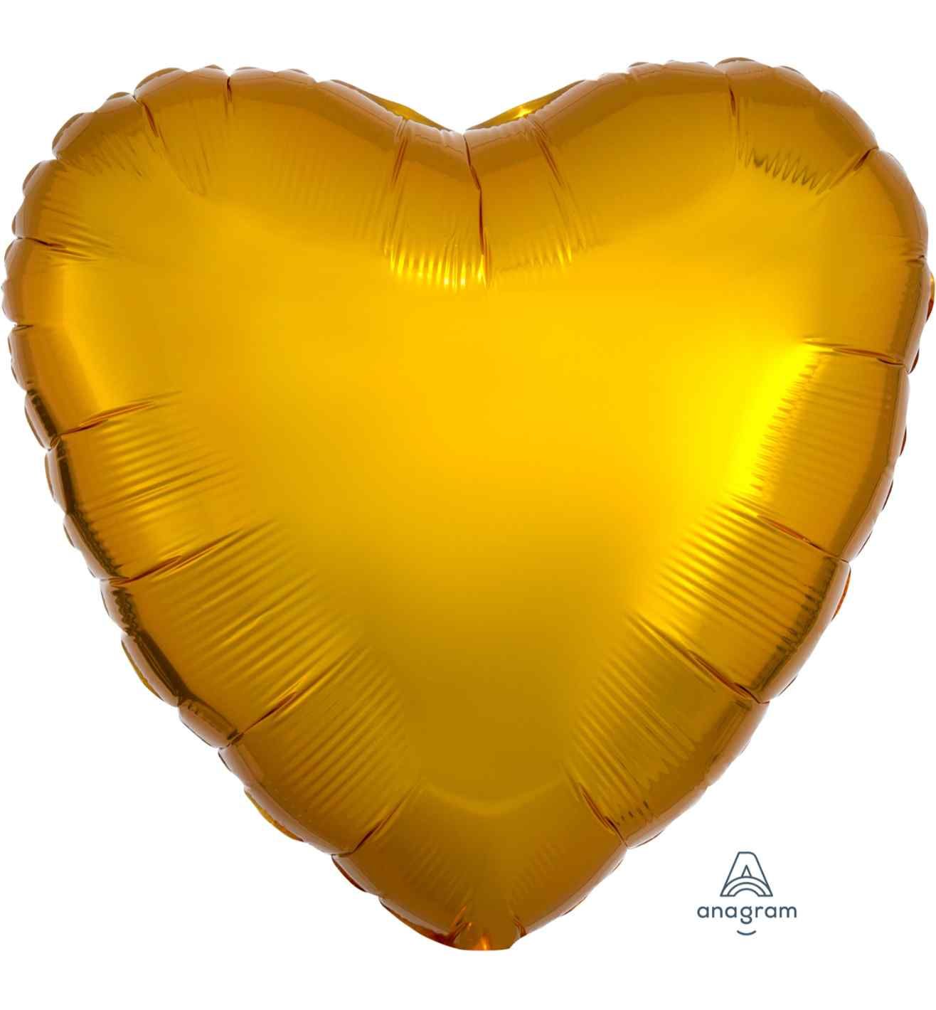17" Metallic Gold Heart Foil Balloon Anagram - Unpackaged