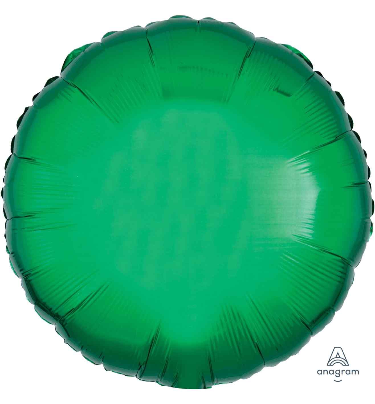 17" Metallic Green Round Foil Balloon Anagram - Unpackaged