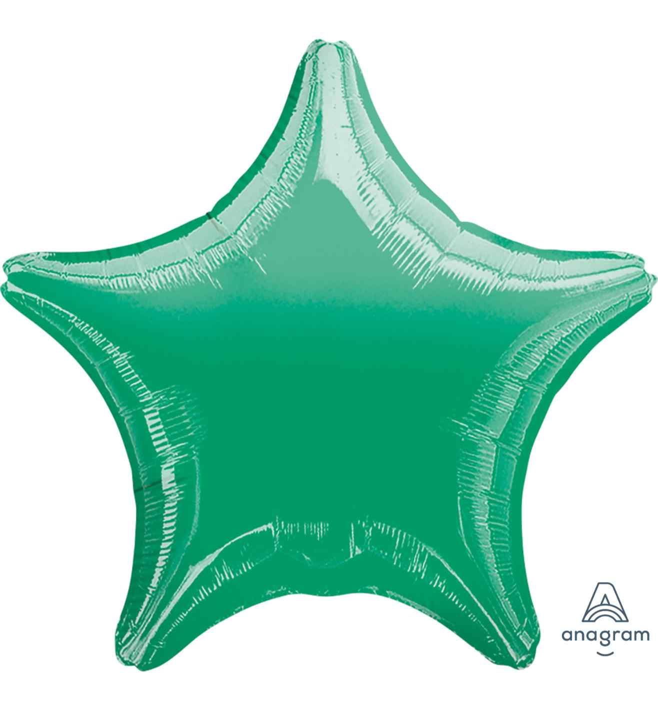 17" Metallic Green Star Foil Balloon Anagram - Unpackaged