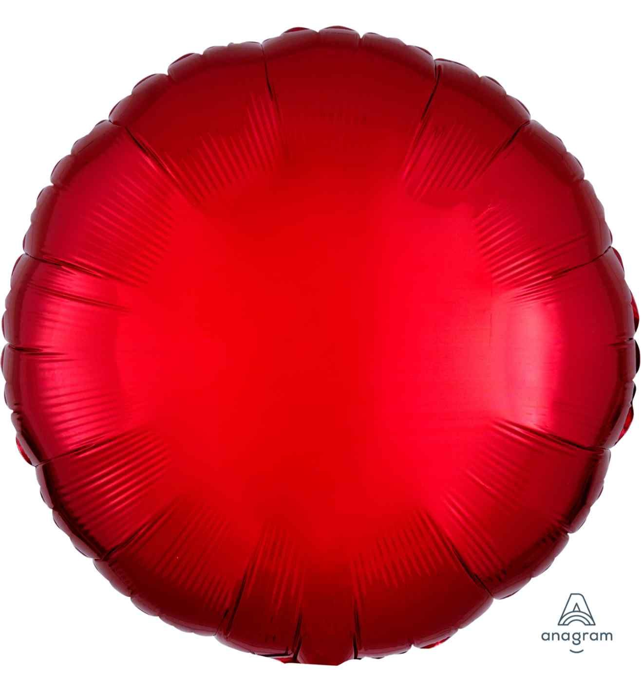 17" Metallic Red Round Foil Balloon Anagram - Unpackaged
