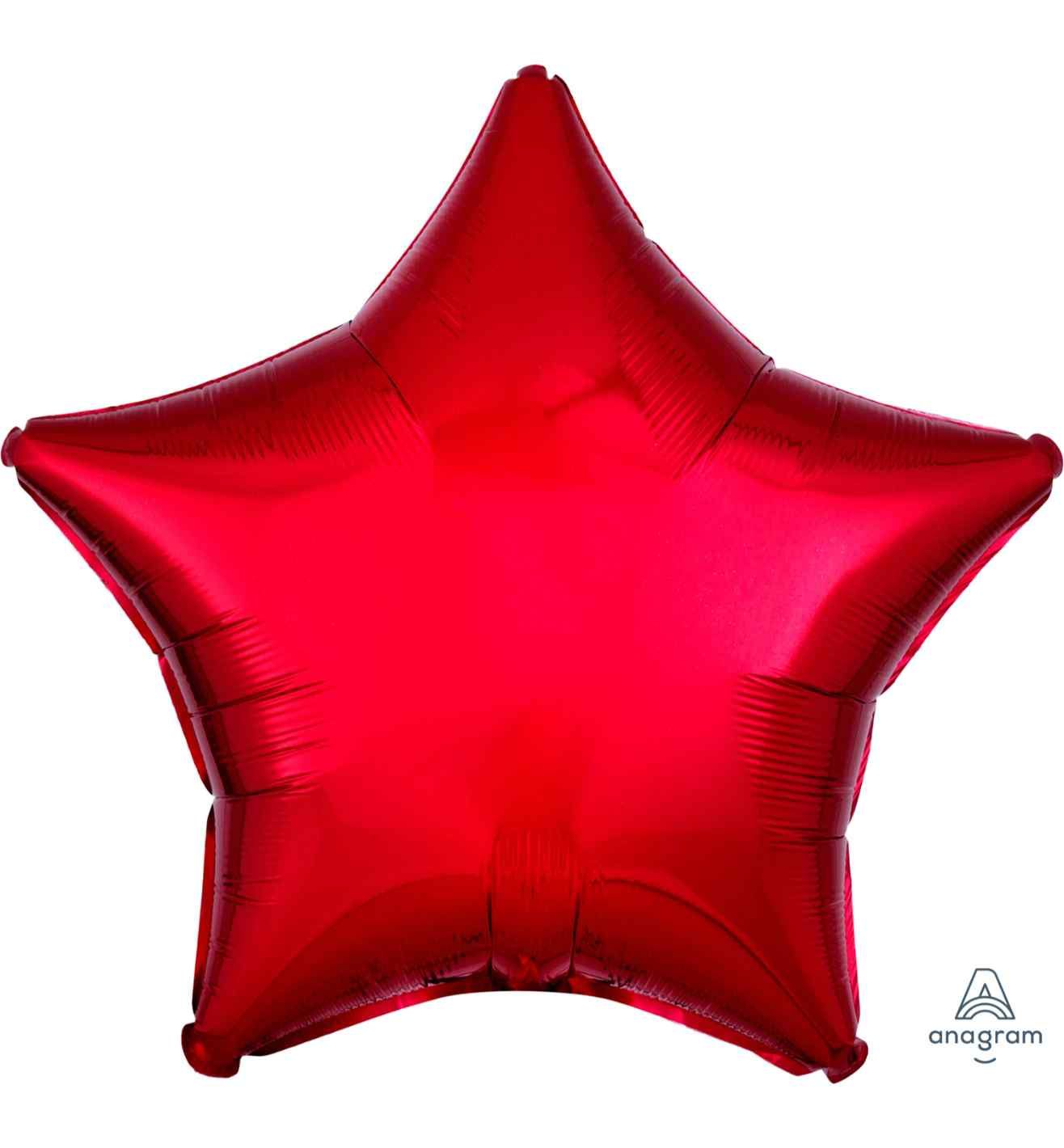 17" Metallic Red Star Foil Balloon Anagram - Unpackaged