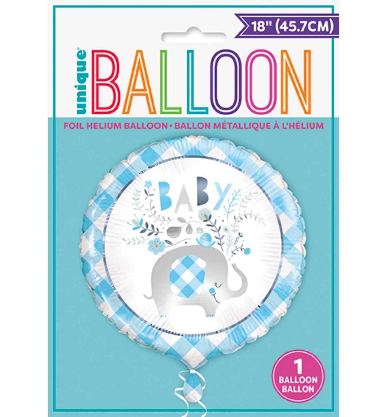 18" Unique Party Blue Floral Elephant Foil Balloon