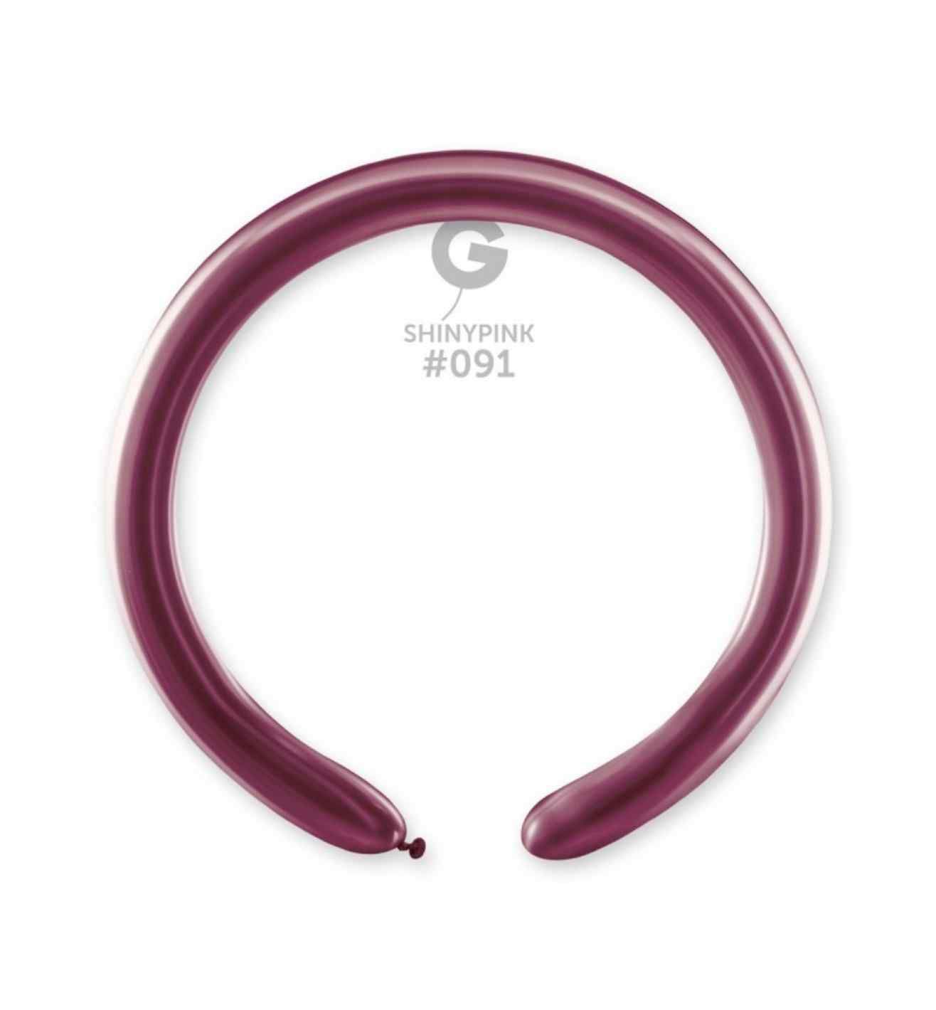 2" Gemar Shiny Pink Modelling Balloon 50ct