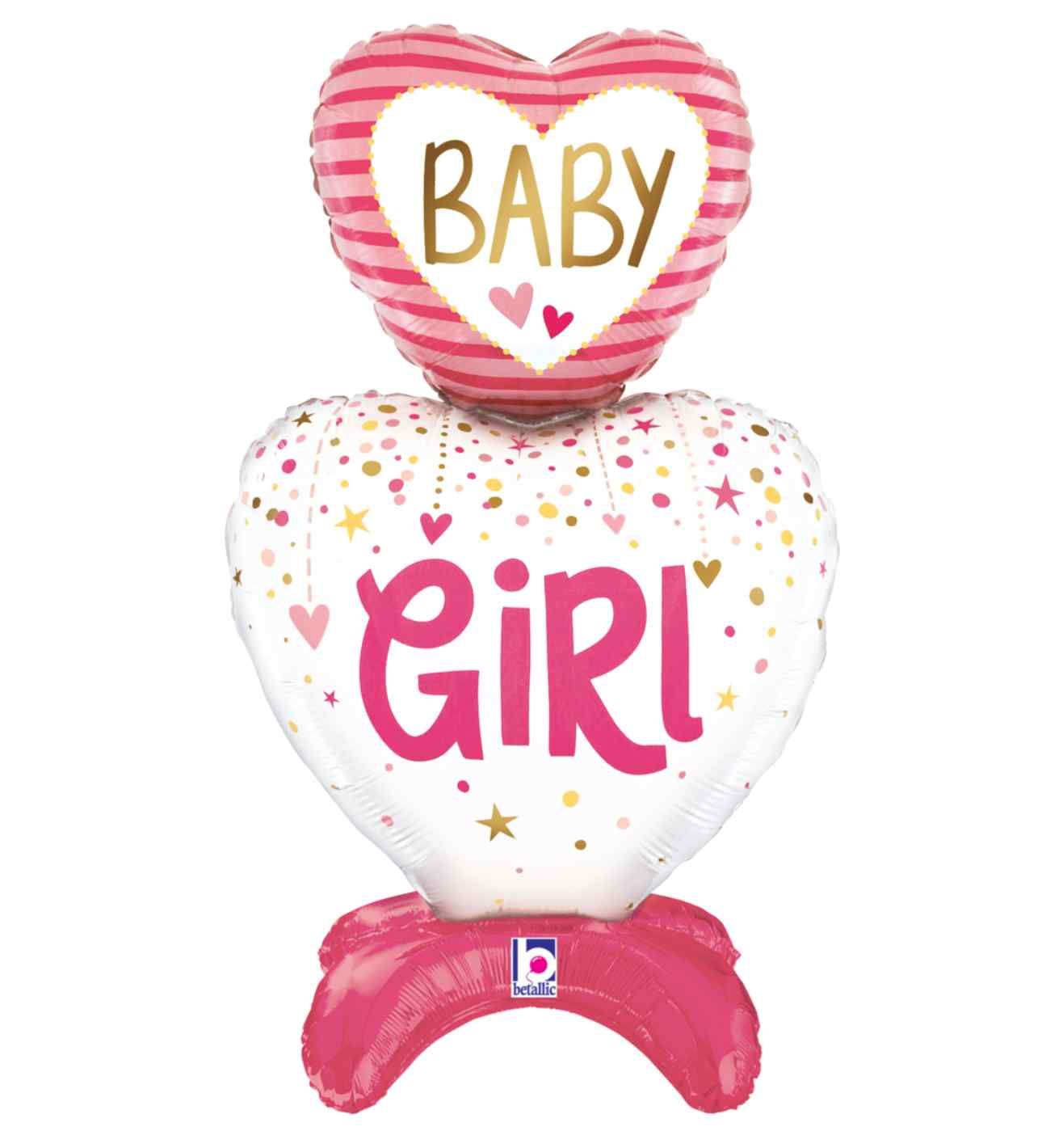 Betallic Standup Baby Girl Hearts Foil