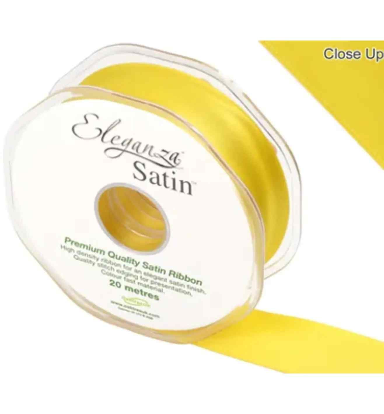 Eleganza Double Faced Satin 25mm x 20m Yellow