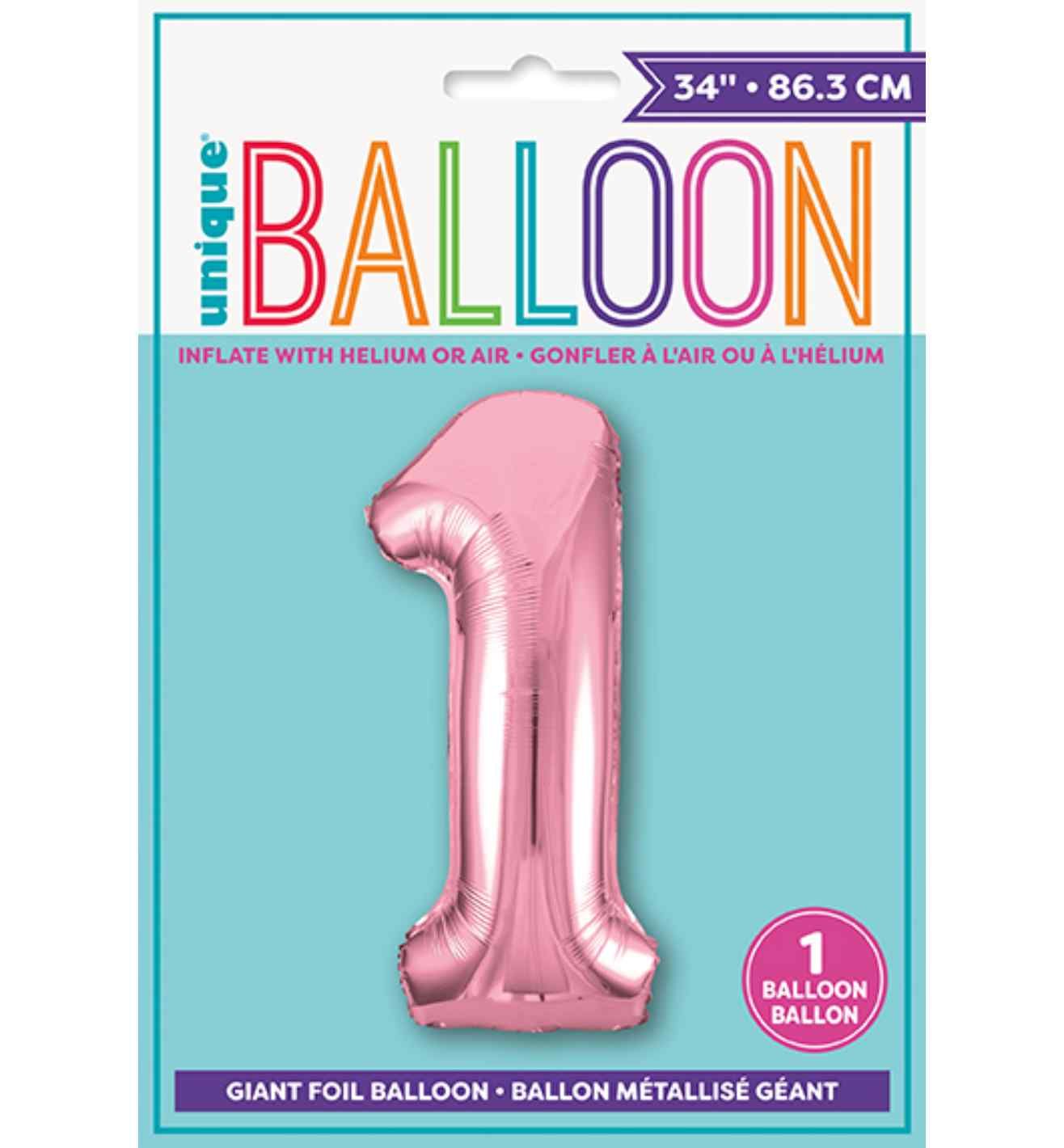34" Unique Party Lovely Pink 1 Foil Balloon