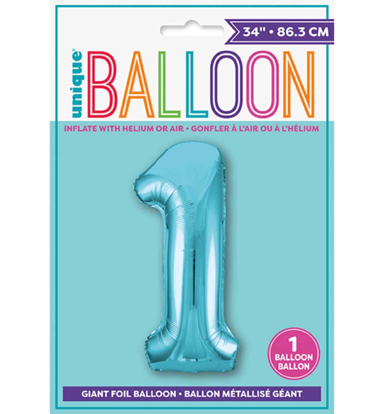 34" Unique Party Powder Blue 1 Foil Balloon