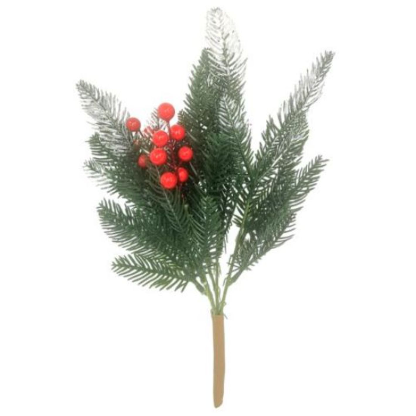 42cm Spruce Bush With Snow and Berries Green / Red