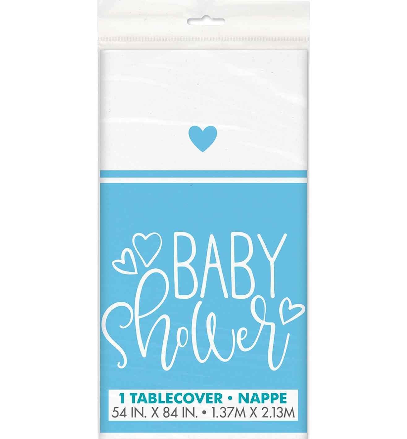 54" x 84" Unique Party Blue Hearts Baby Shower Tablecover