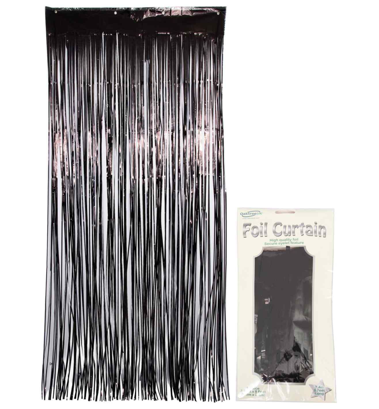 0.9m x 2.40m Oaktree Foil Curtain Metallic Black