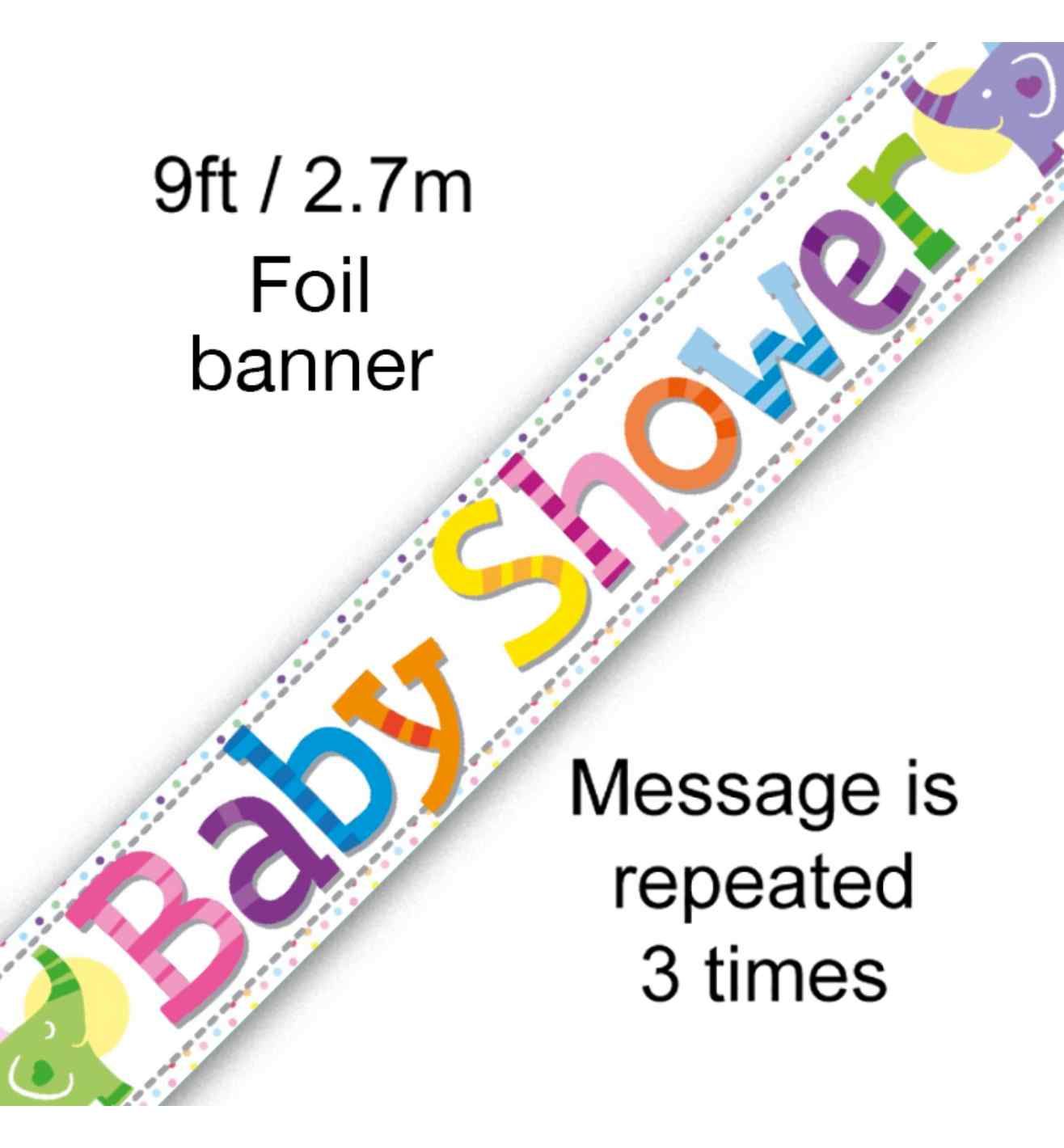 9ft Oaktree 'Baby Shower' Elephants Holo Banner