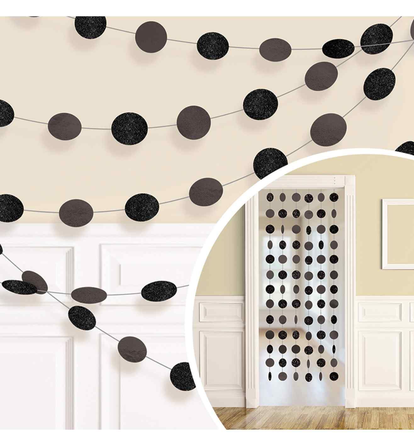 Black Glitter String Decoration 2.13m