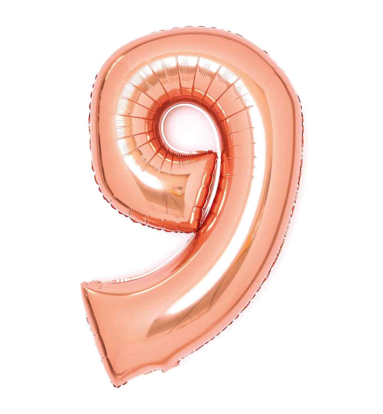 34" Amscan Number 9 Rose Gold Foil Balloon