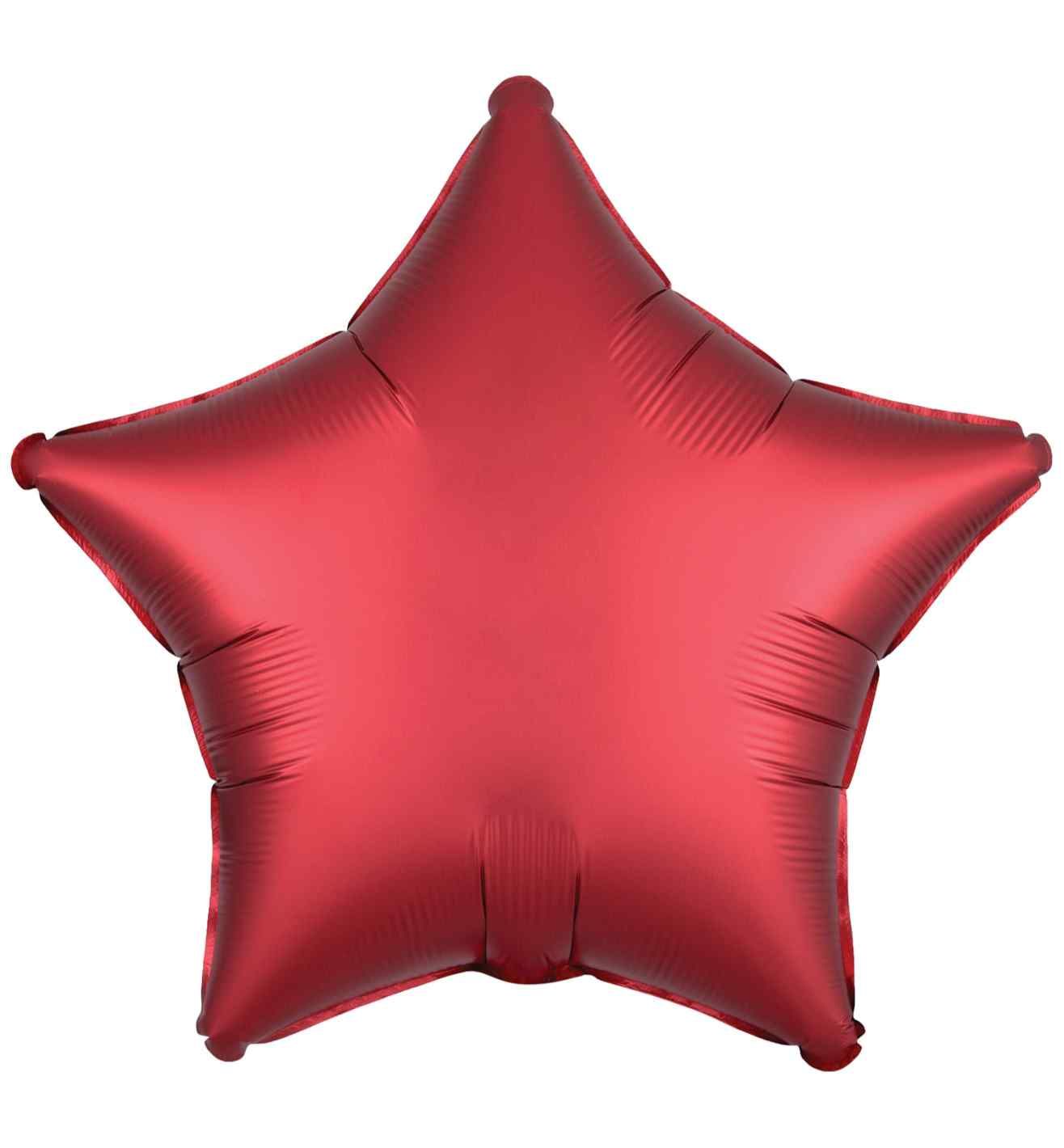 17" Amscan Silk Lustre Dark Red Star Foil Balloon