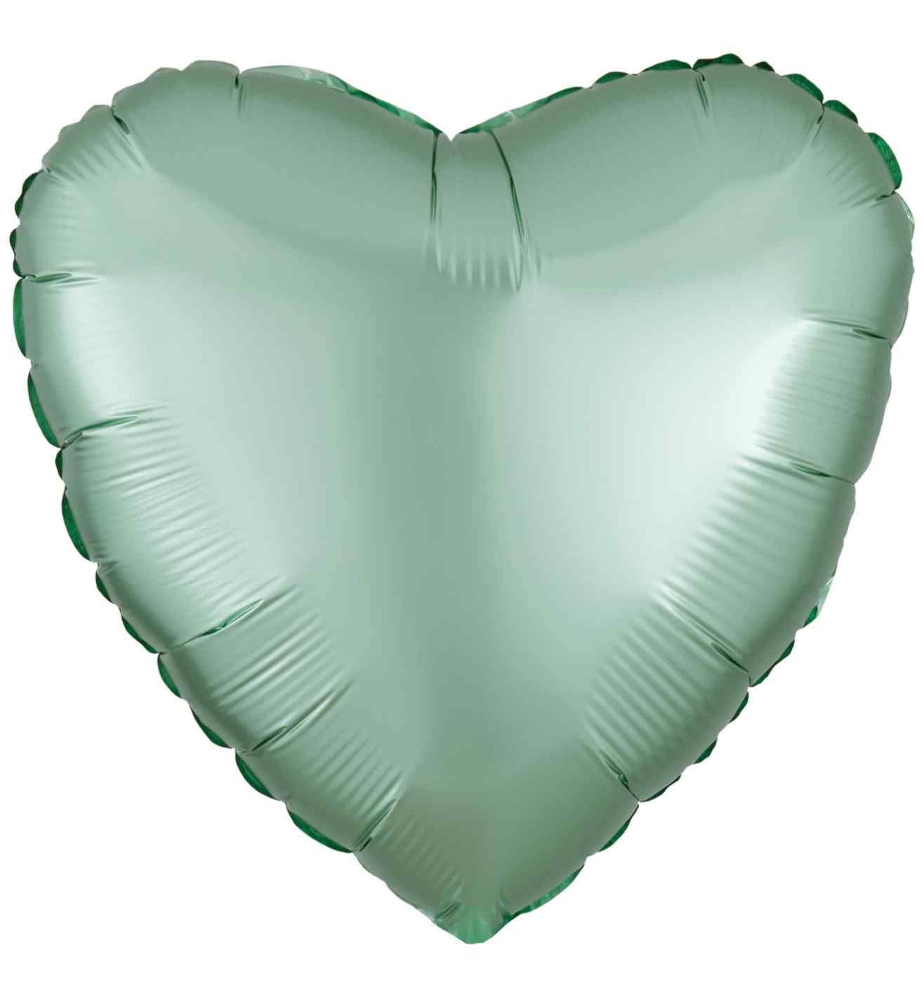 17" Amscan Silk Lustre Mint Green Heart Foil Balloon