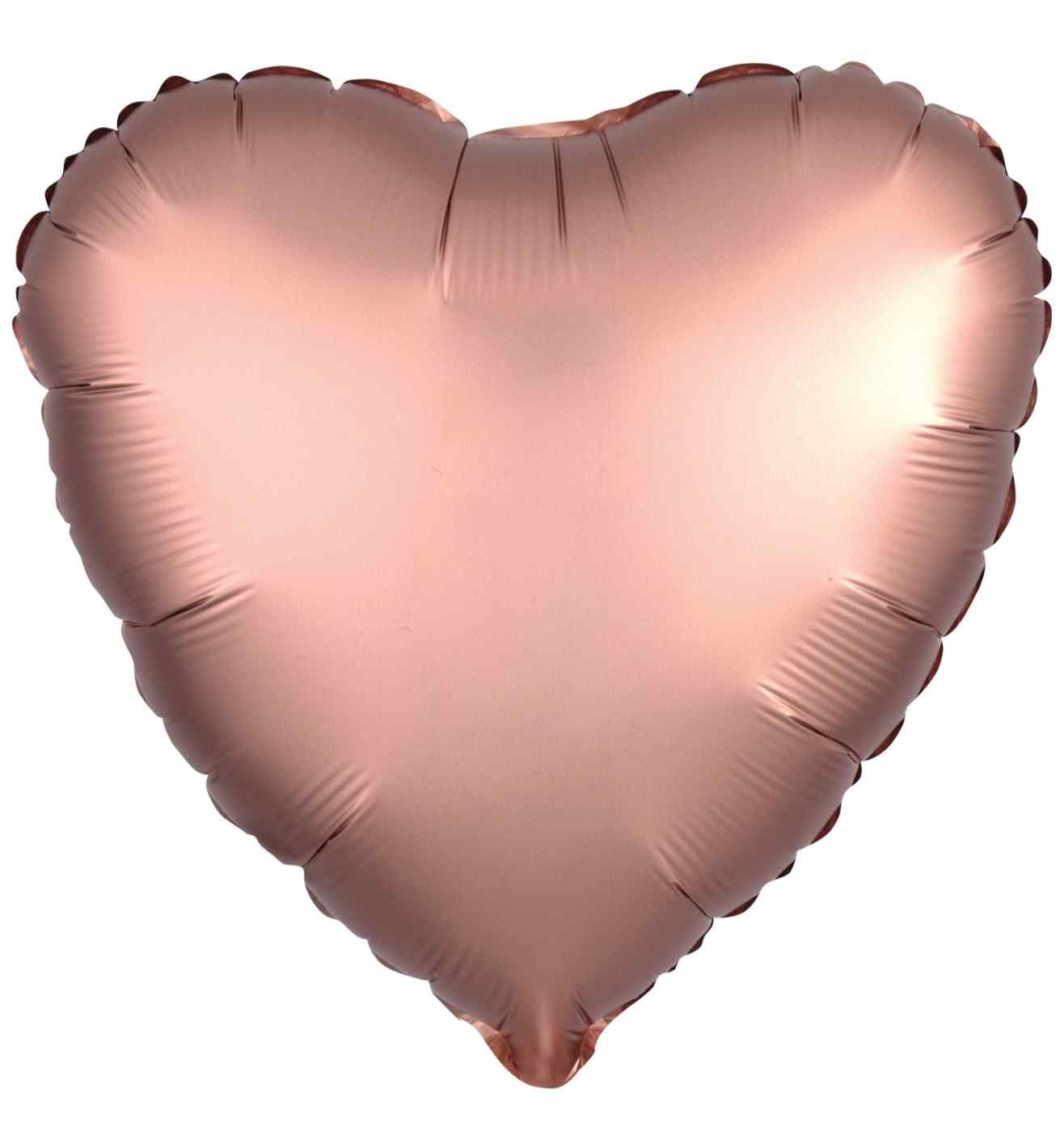 17" Amscan Silk Lustre Rose Copper Heart Foil Balloon