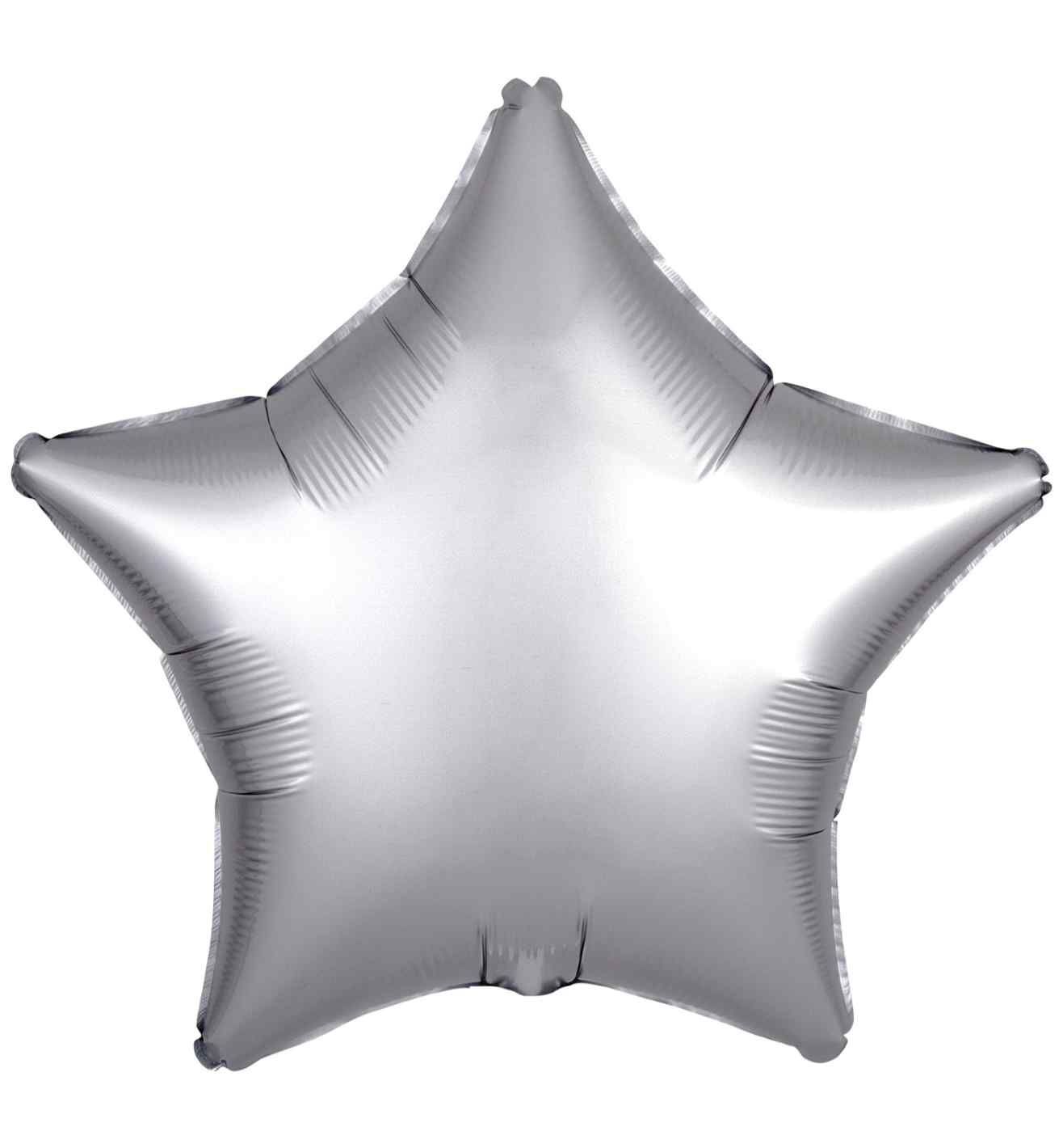 17" Amscan Silk Lustre Silver Star Foil Balloon