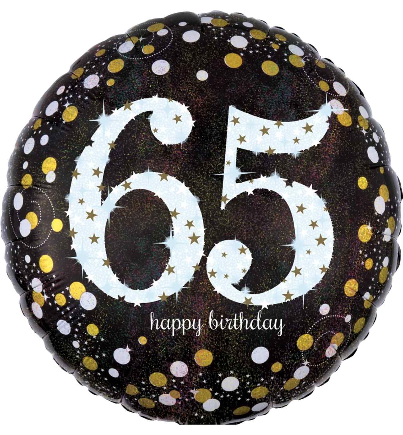 18" Gold Sparkling Celebration 65th Birthday Foil Balloon
