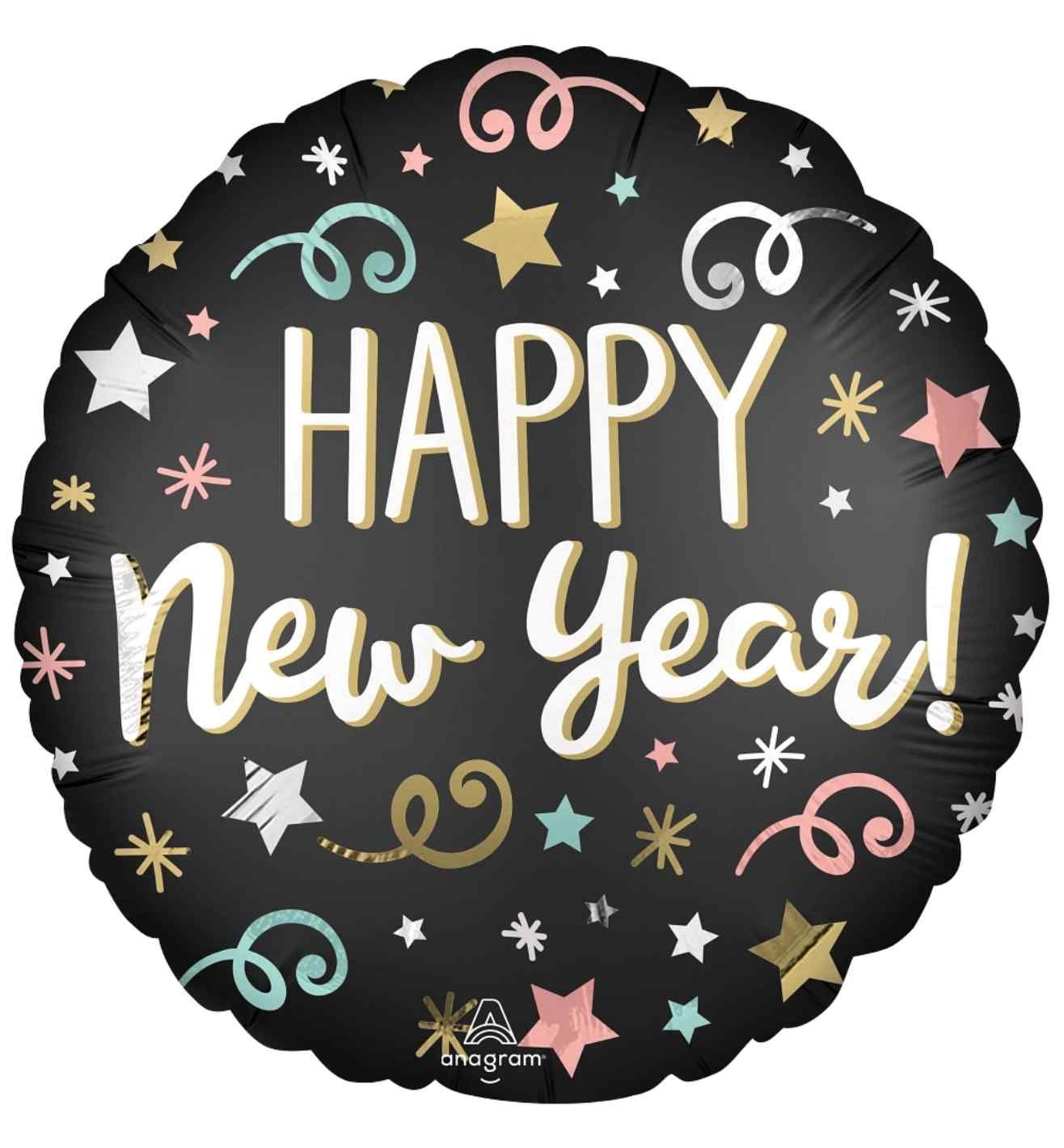 18" Confetti New Year Satin Foil Balloon