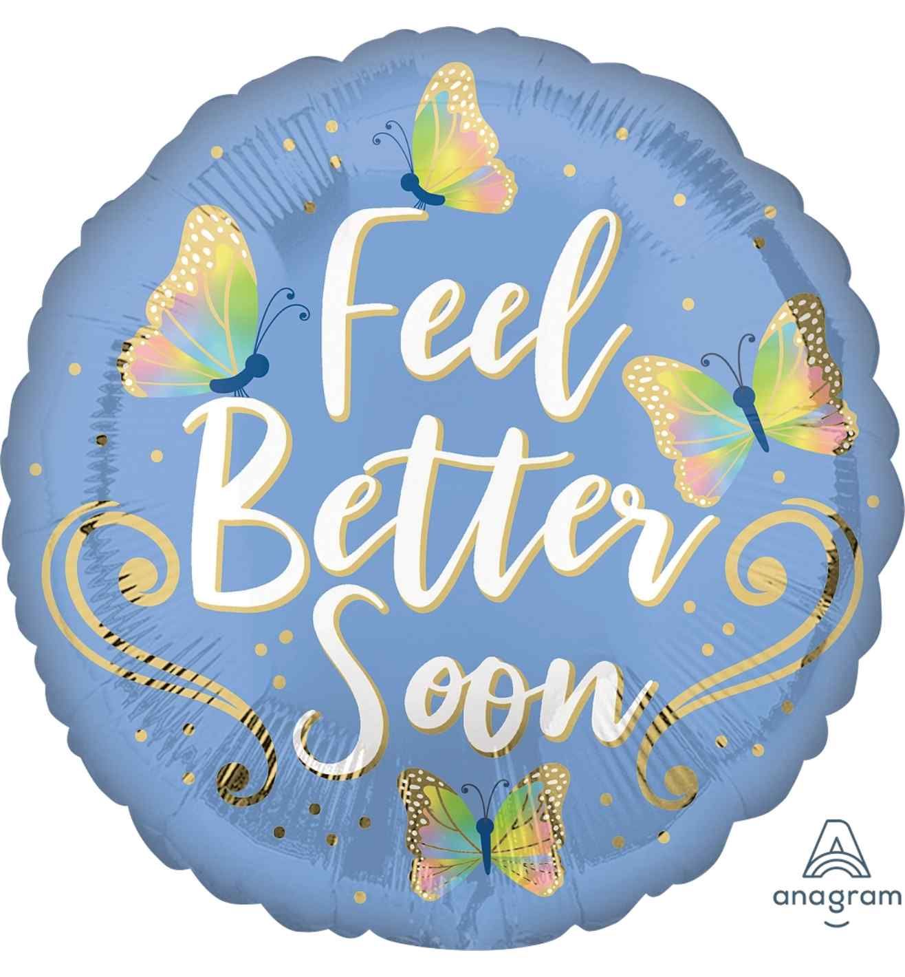 18" Feel Better Butterflies Foil Balloon