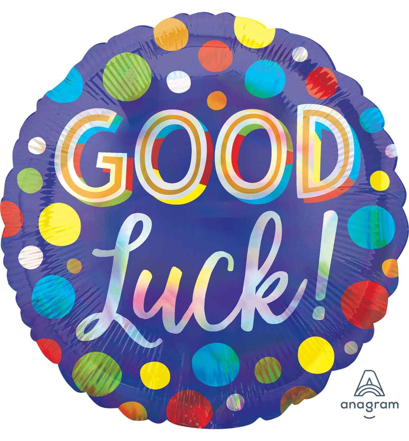 18" Good Luck! Iridescent Foil Balloon