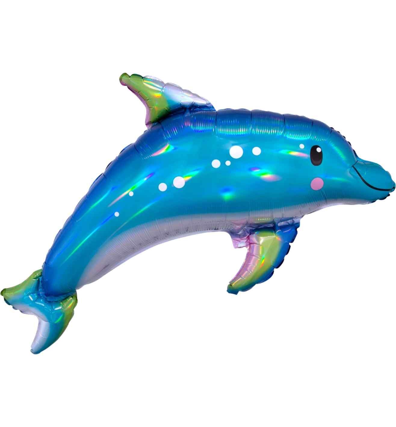 29" Anagram Iridescent Dolphin SuperShape Foil Balloon
