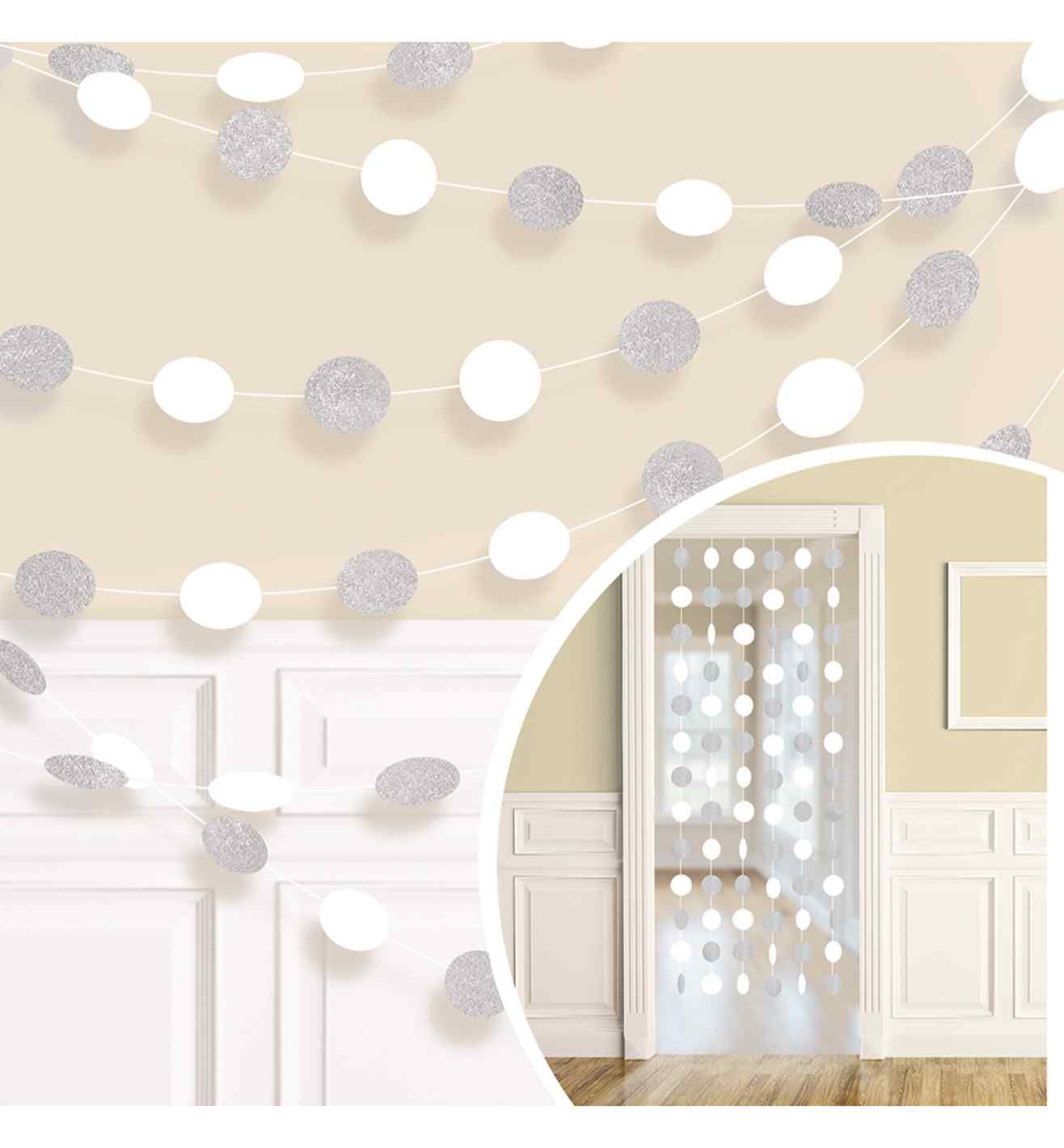 White Glitter String Decoration 2.13m