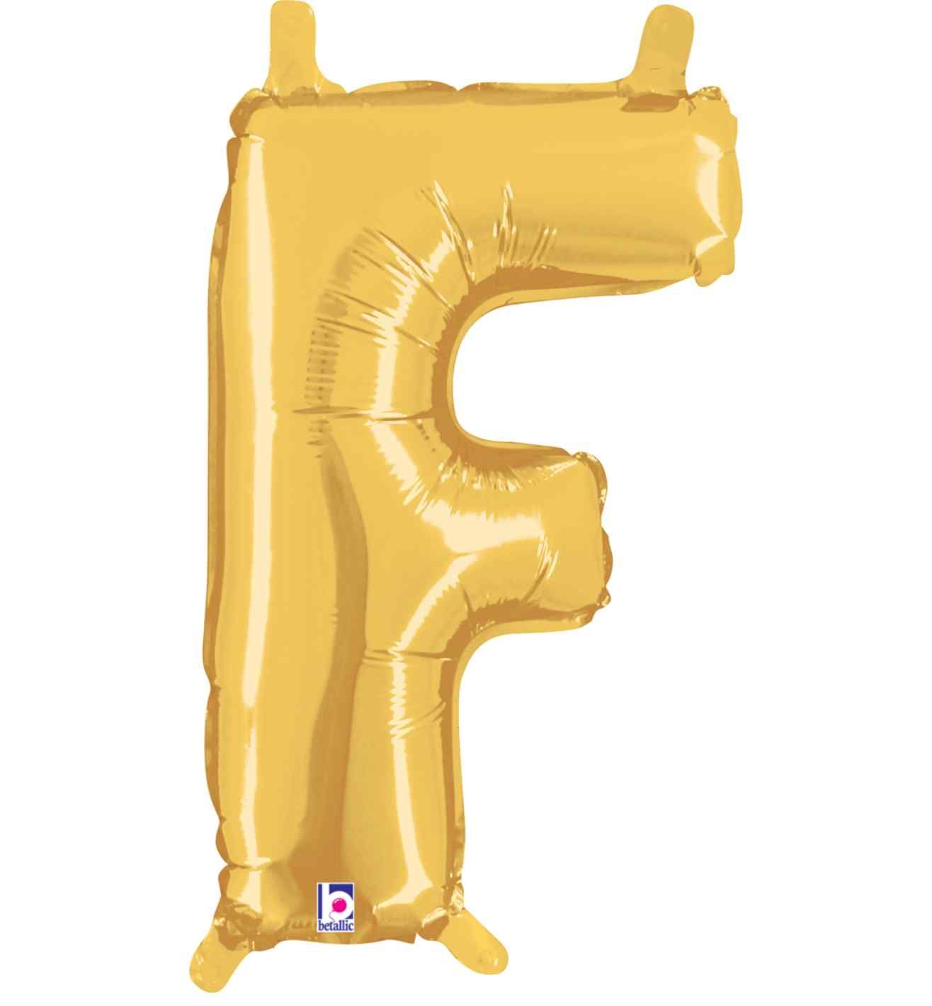 14" Gold Letter F Grabo Foil Balloon.