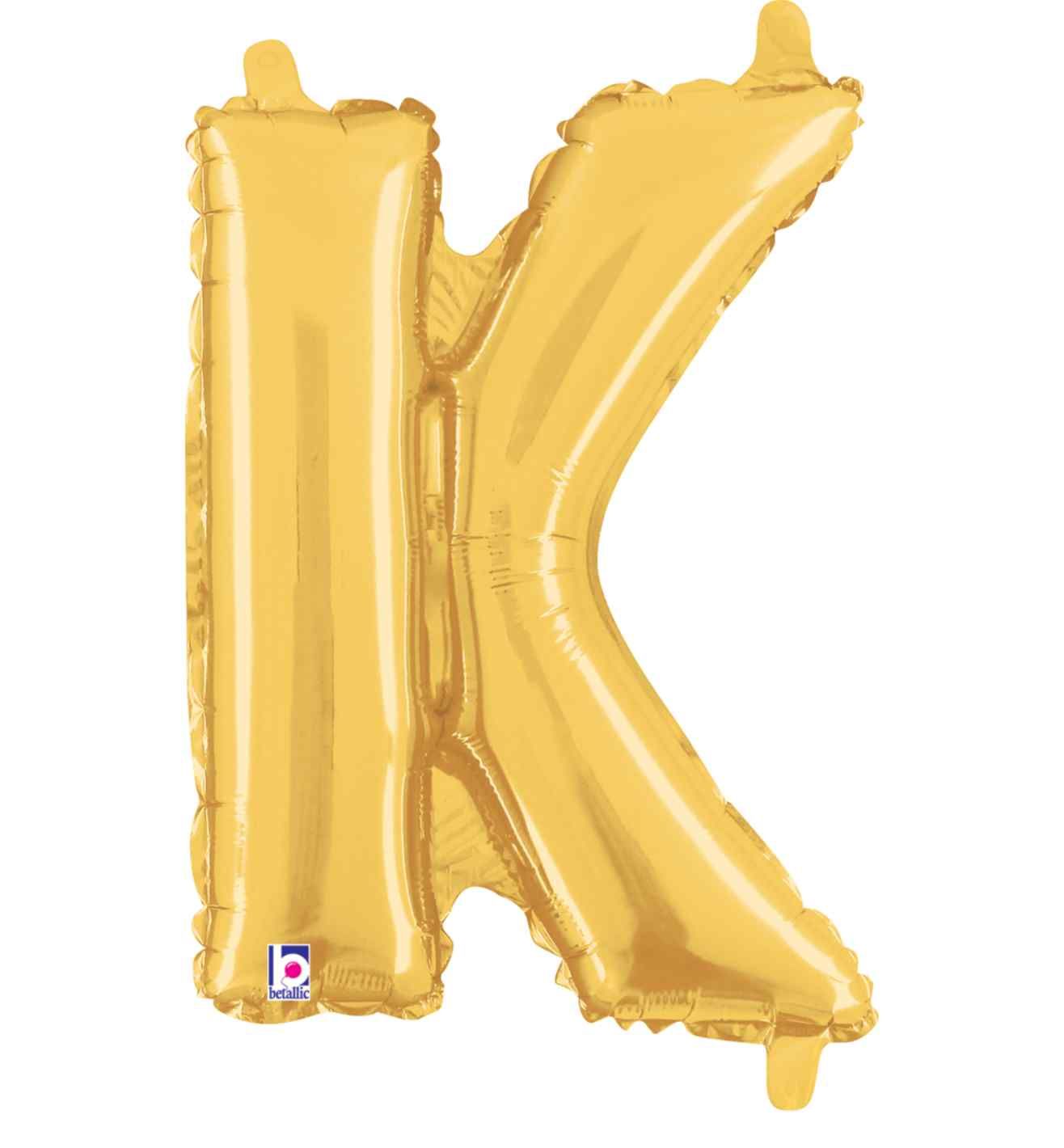 14" Gold Letter K Grabo Foil Balloon.