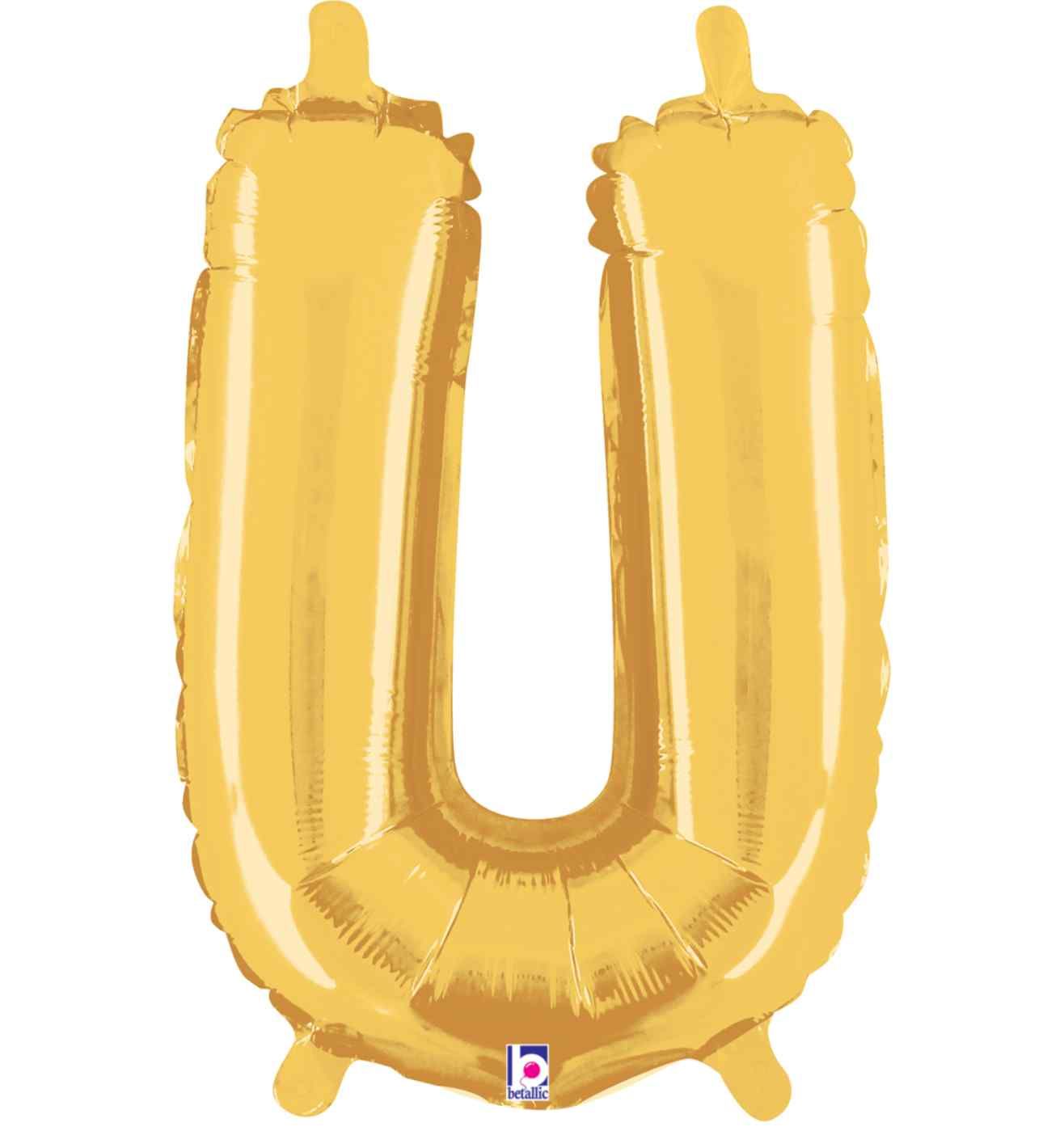 14" Gold Letter U Grabo Foil Balloon