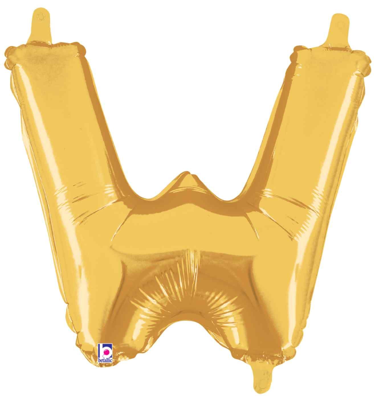 14" Gold Letter W Grabo Foil Balloon