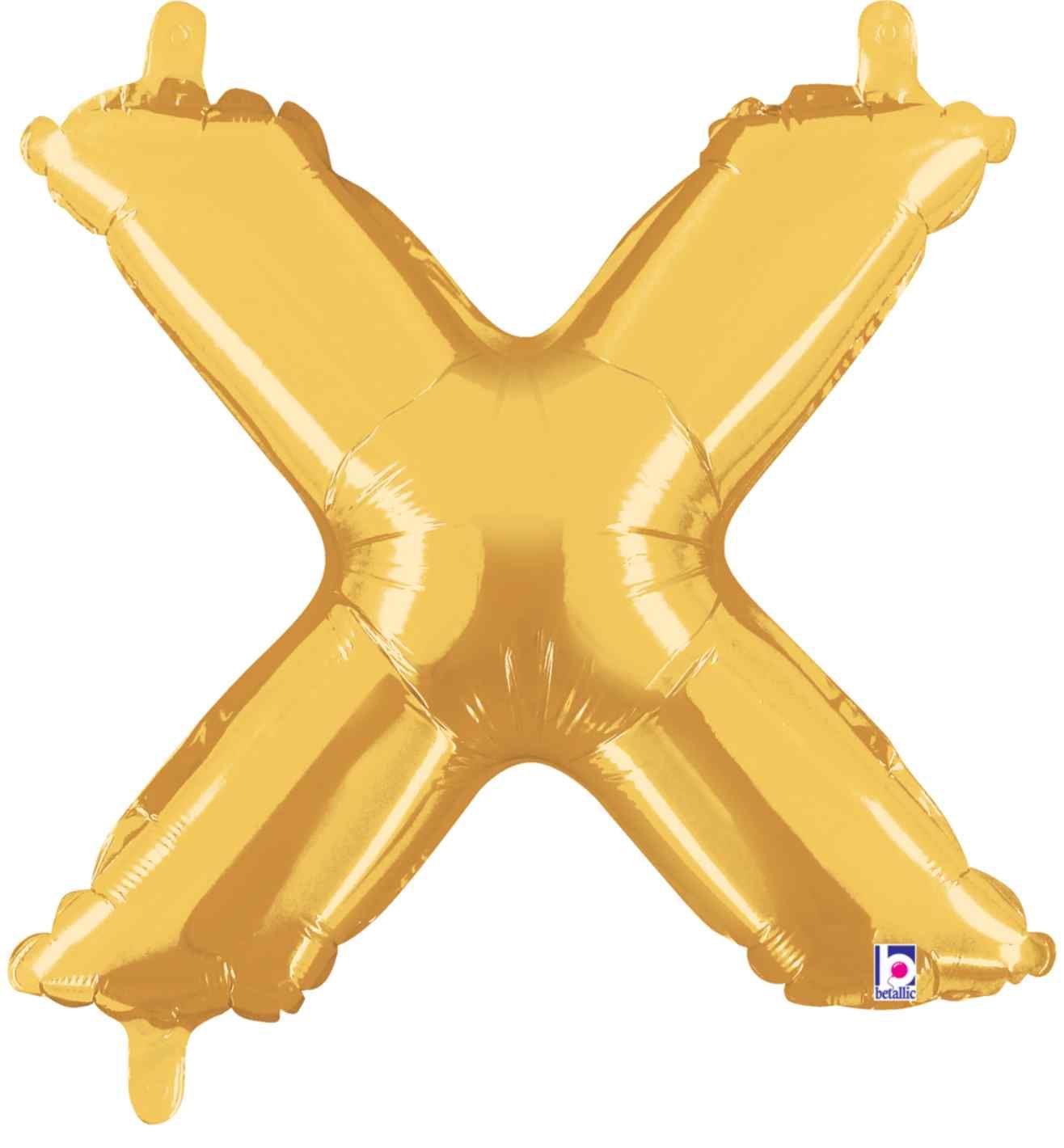 14" Gold Letter X Grabo Foil Balloon