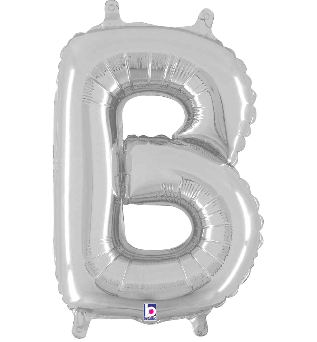 14" Silver Letter B Grabo Foil Balloon.