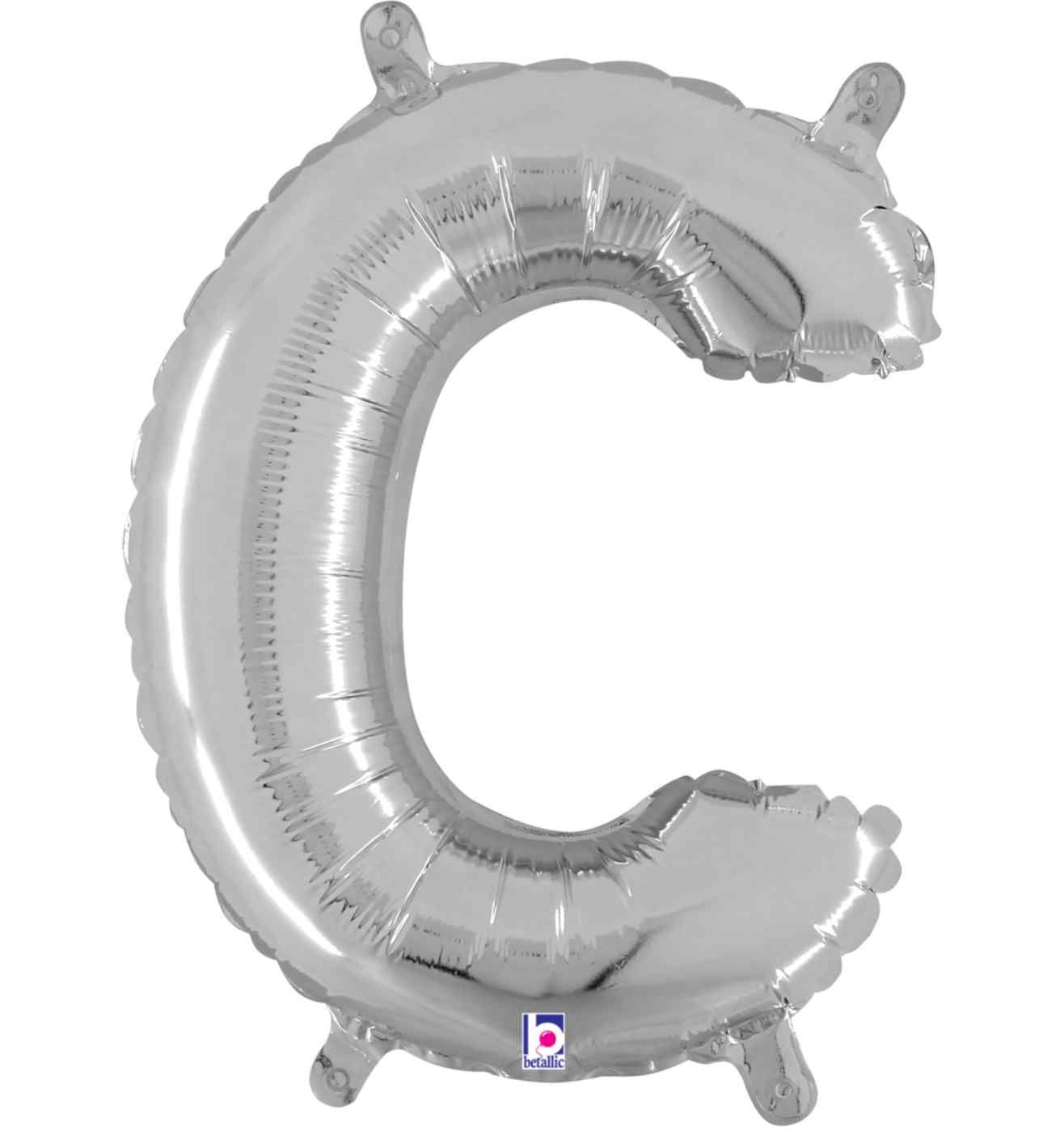 14" Silver Letter C Grabo Foil Balloon.