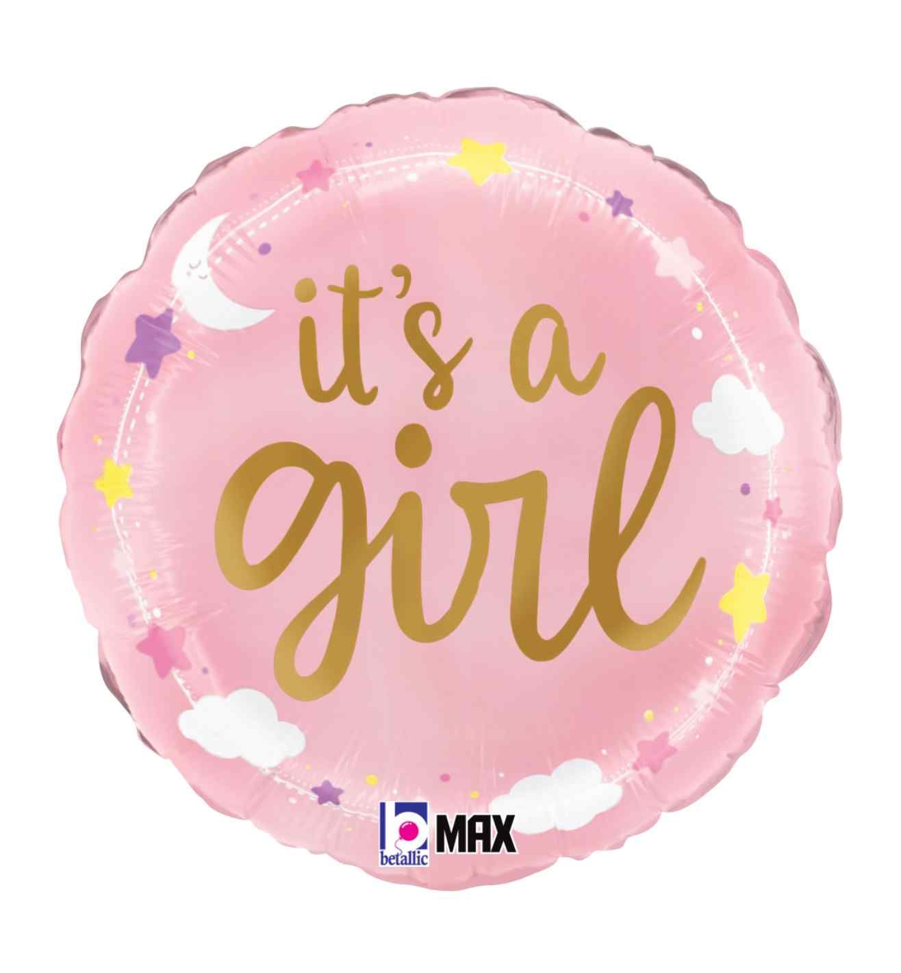18" Betallic It's a Girl Stars & Clouds Foil
