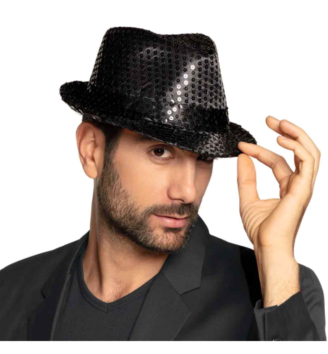 Black Popstar Sequin Hat