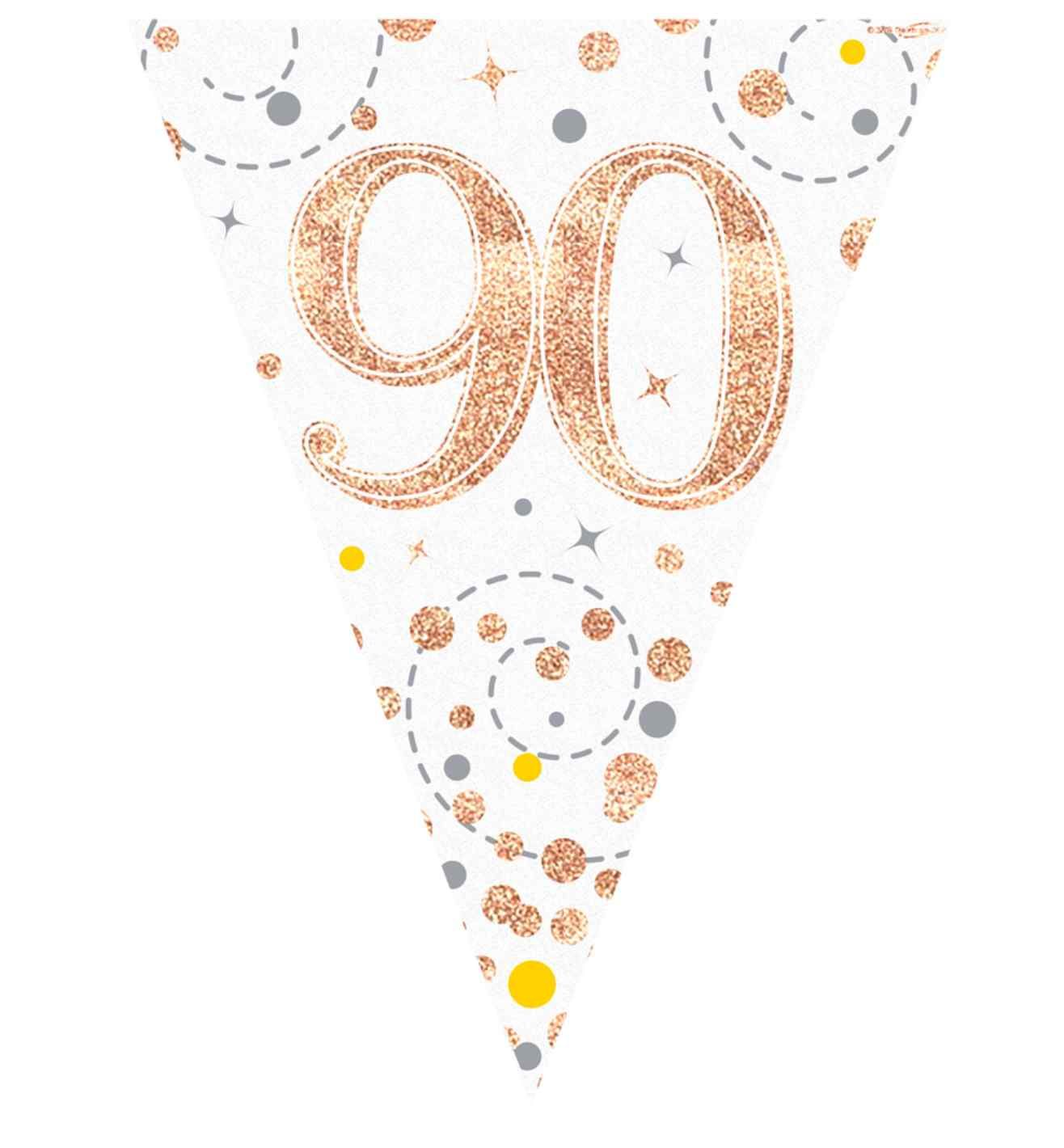 3.9m Oaktree '90' White & Rose Gold Bunting