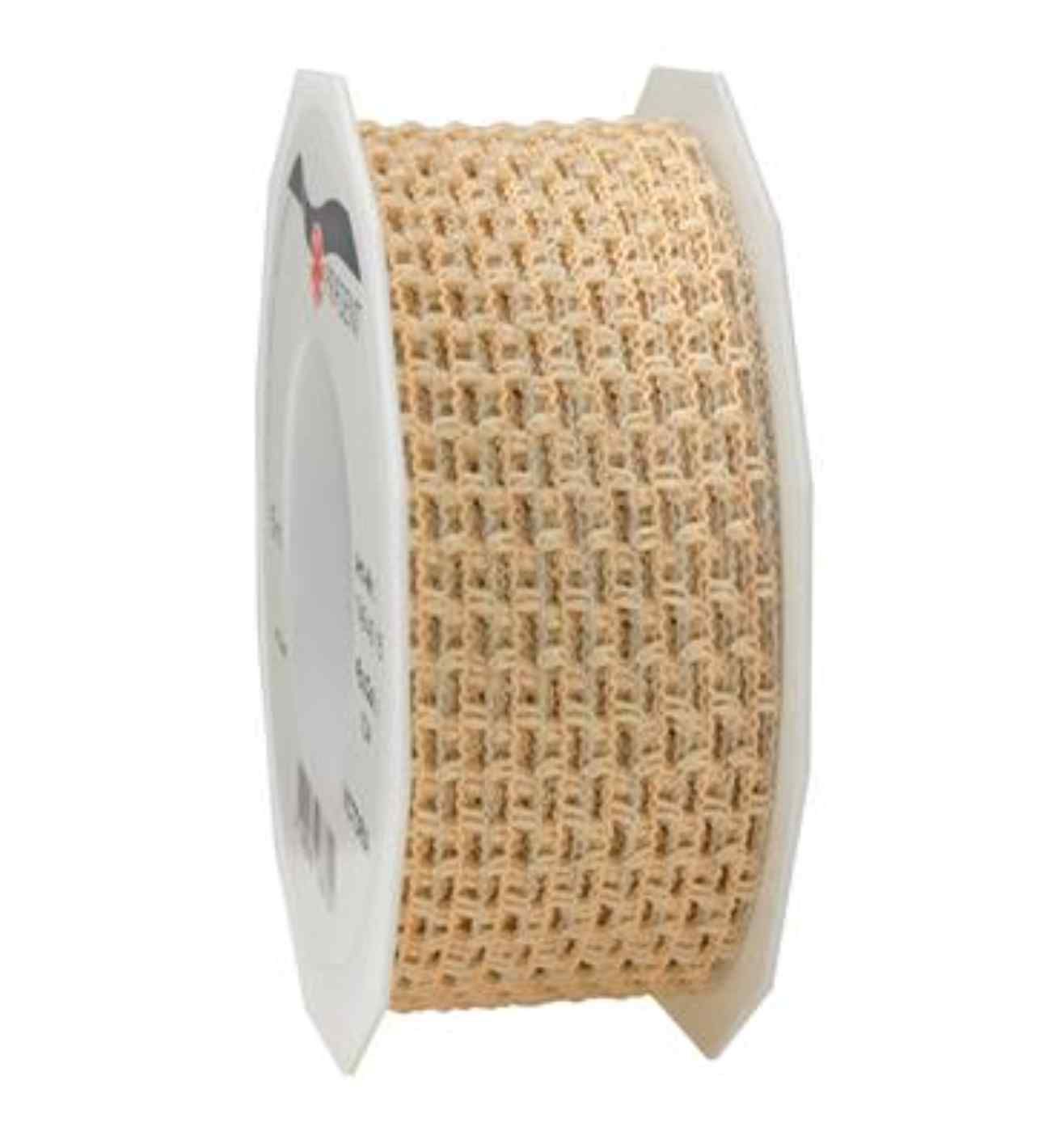 VICTORIA Elastic Ribbon with wire 15-m-roll - Cream