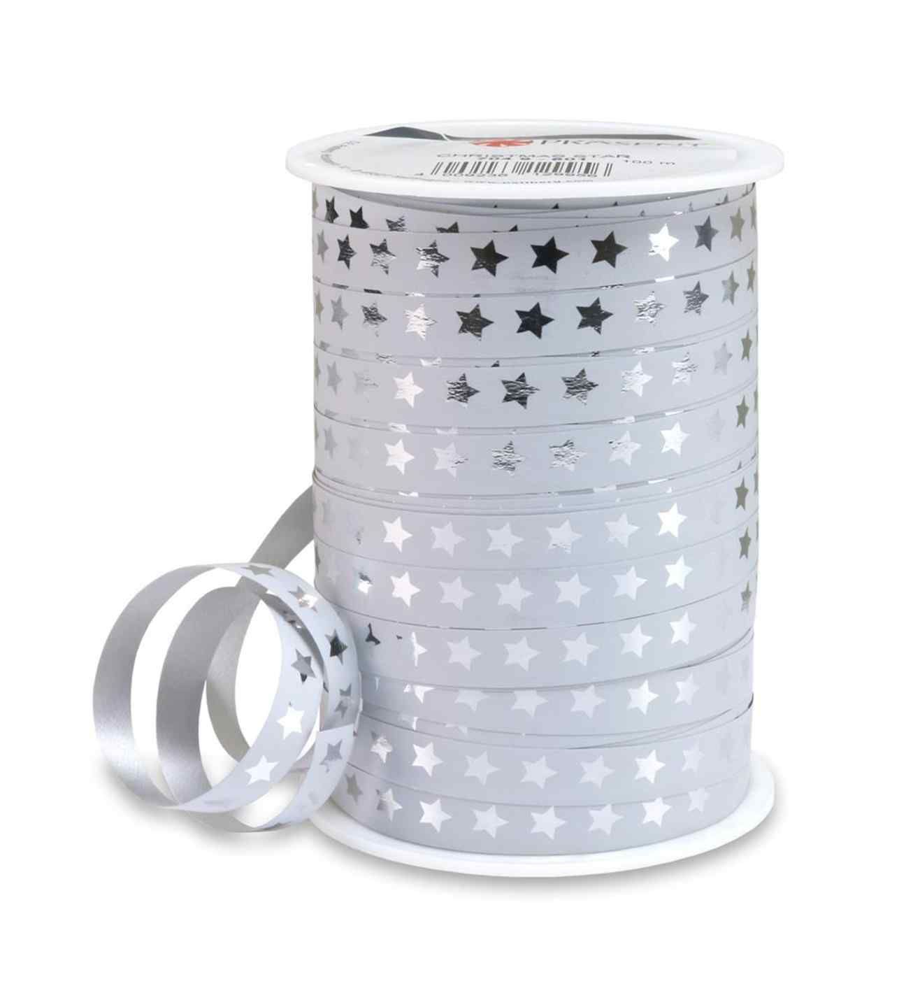 Christmas Star 10mm x 100mm Ribbon White