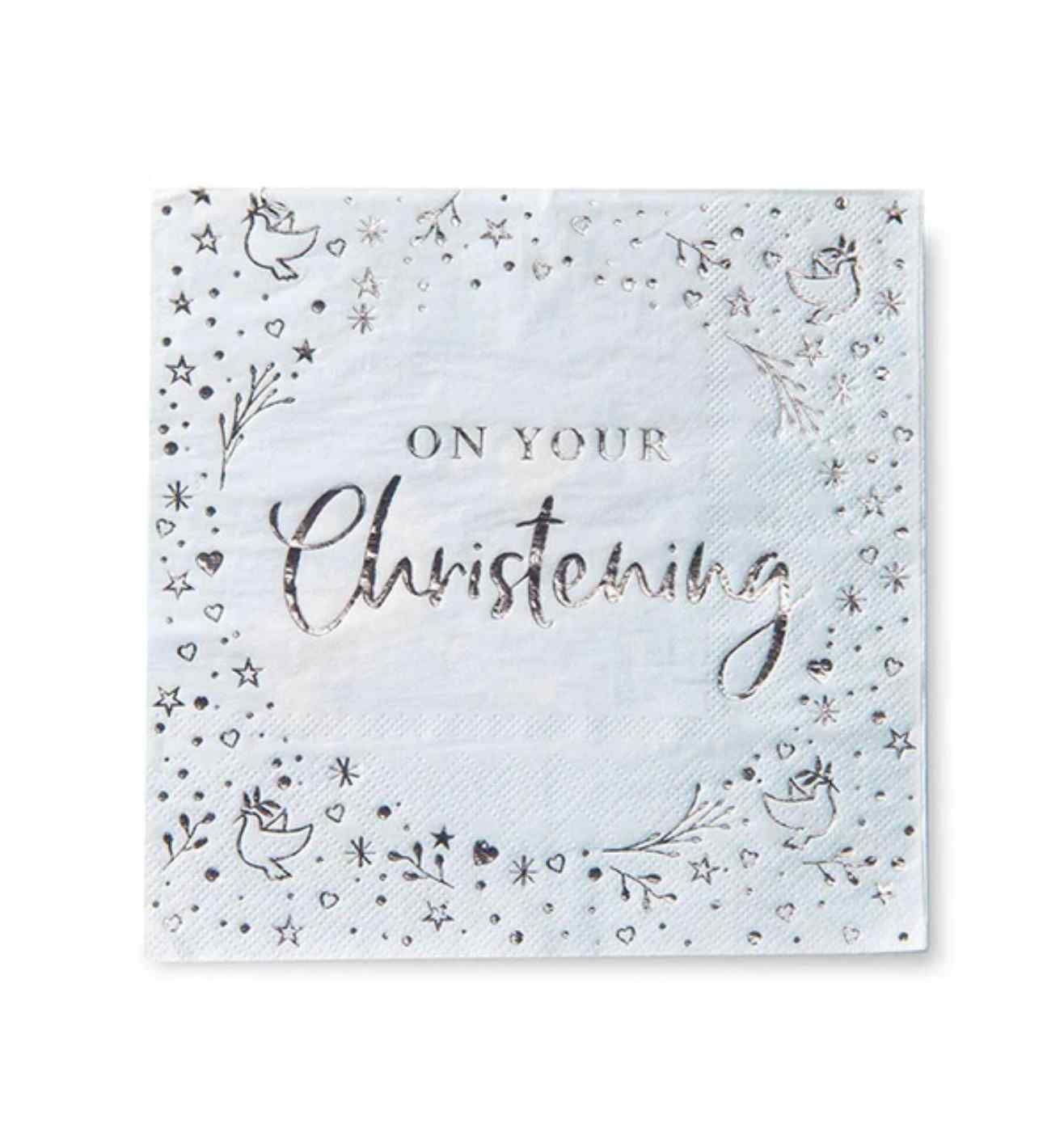 Blue On Your Christening Napkins 16ct