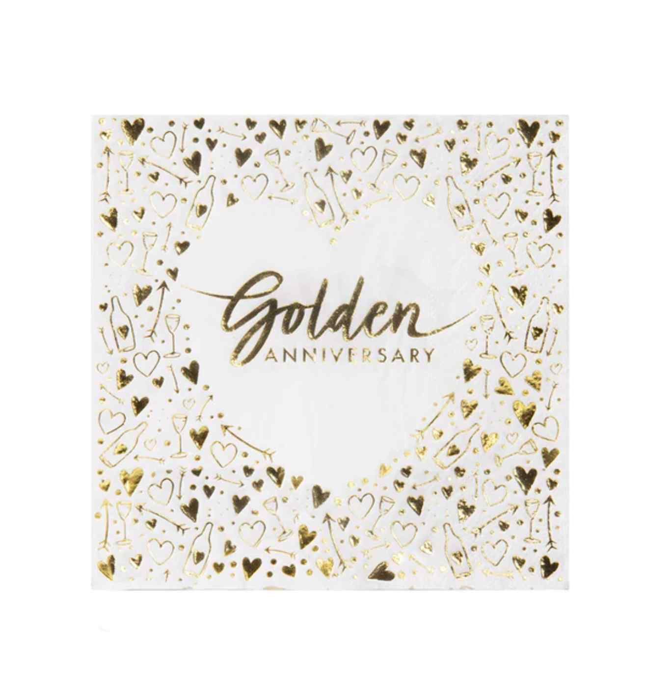 Gold Anniversary Lunch Napkins 3 ply Foil Stammped