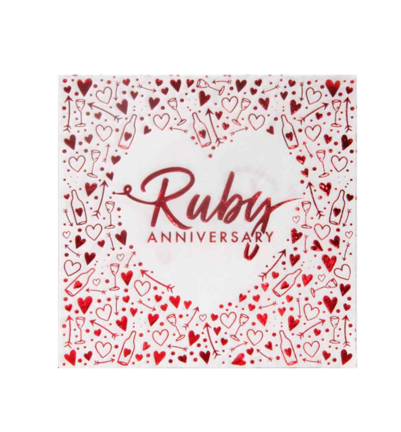Ruby Anniversary Lunch Napkins 3 ply Foil Stammped