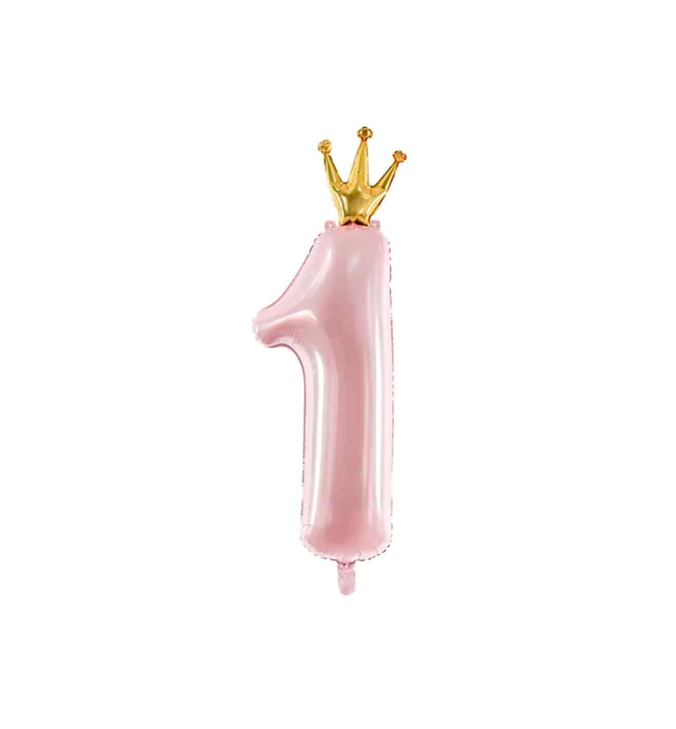36" Party Deco Light Pink Number 1 w/Crown Shape