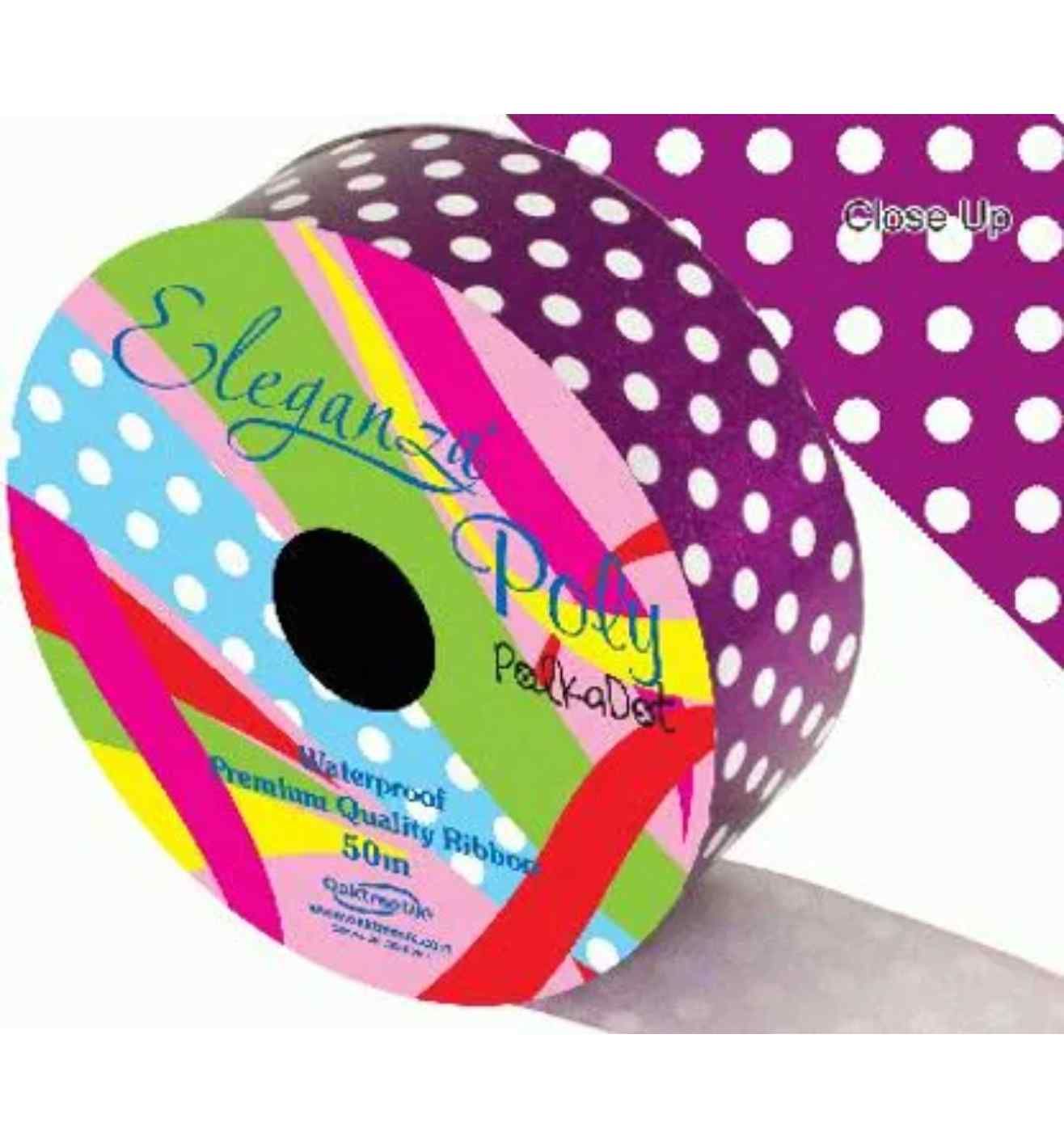 Eleganza Poly Polka Dot Purple - 50mm x 50m
